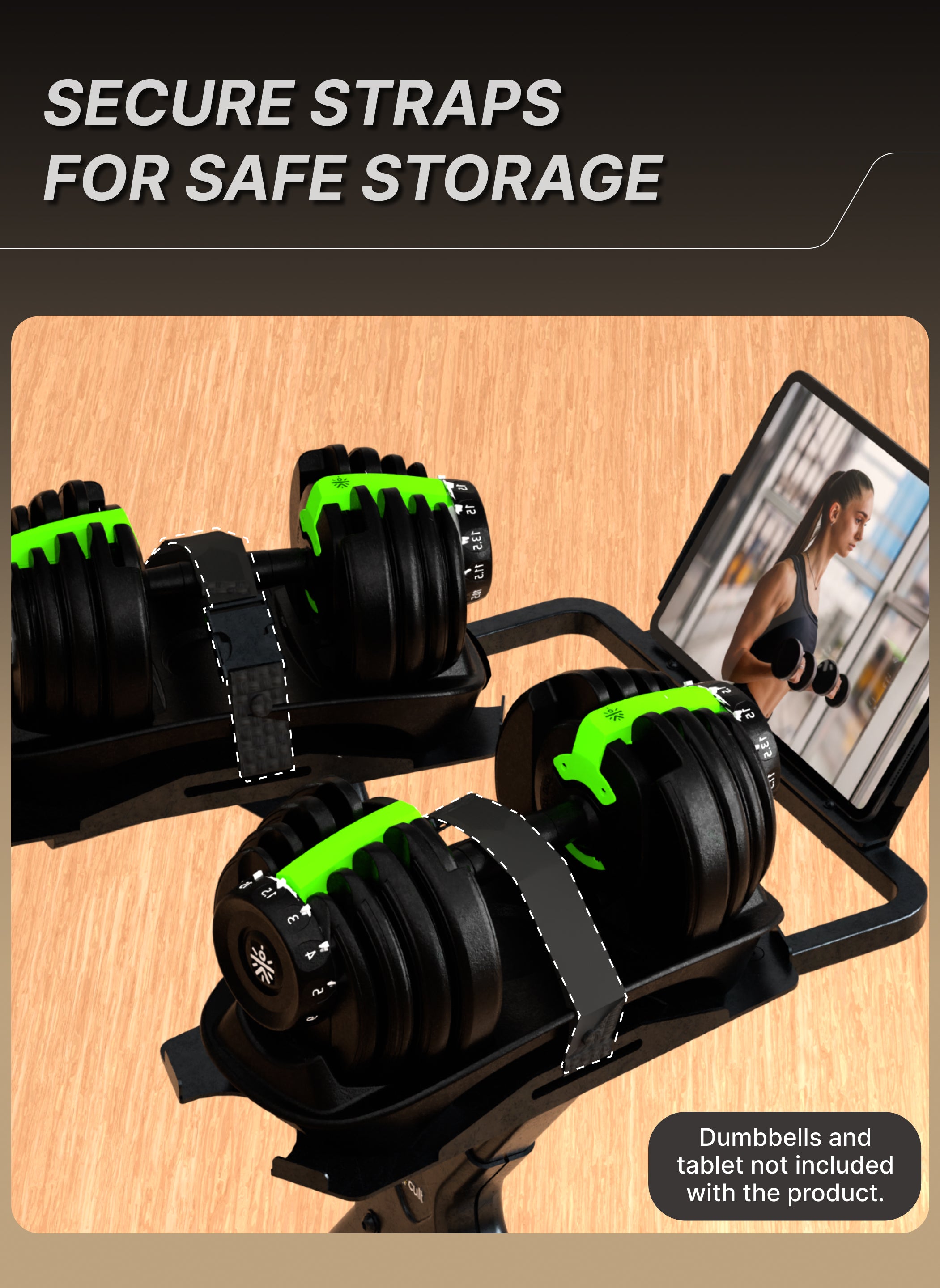 Cult Dumbbell Stand | 100 KG Weight Capacity | With Wheels & Tablet Holder | Protected Edges | Compact Home Gym Storage (6 Months extended Warranty only on Cultstore.com)