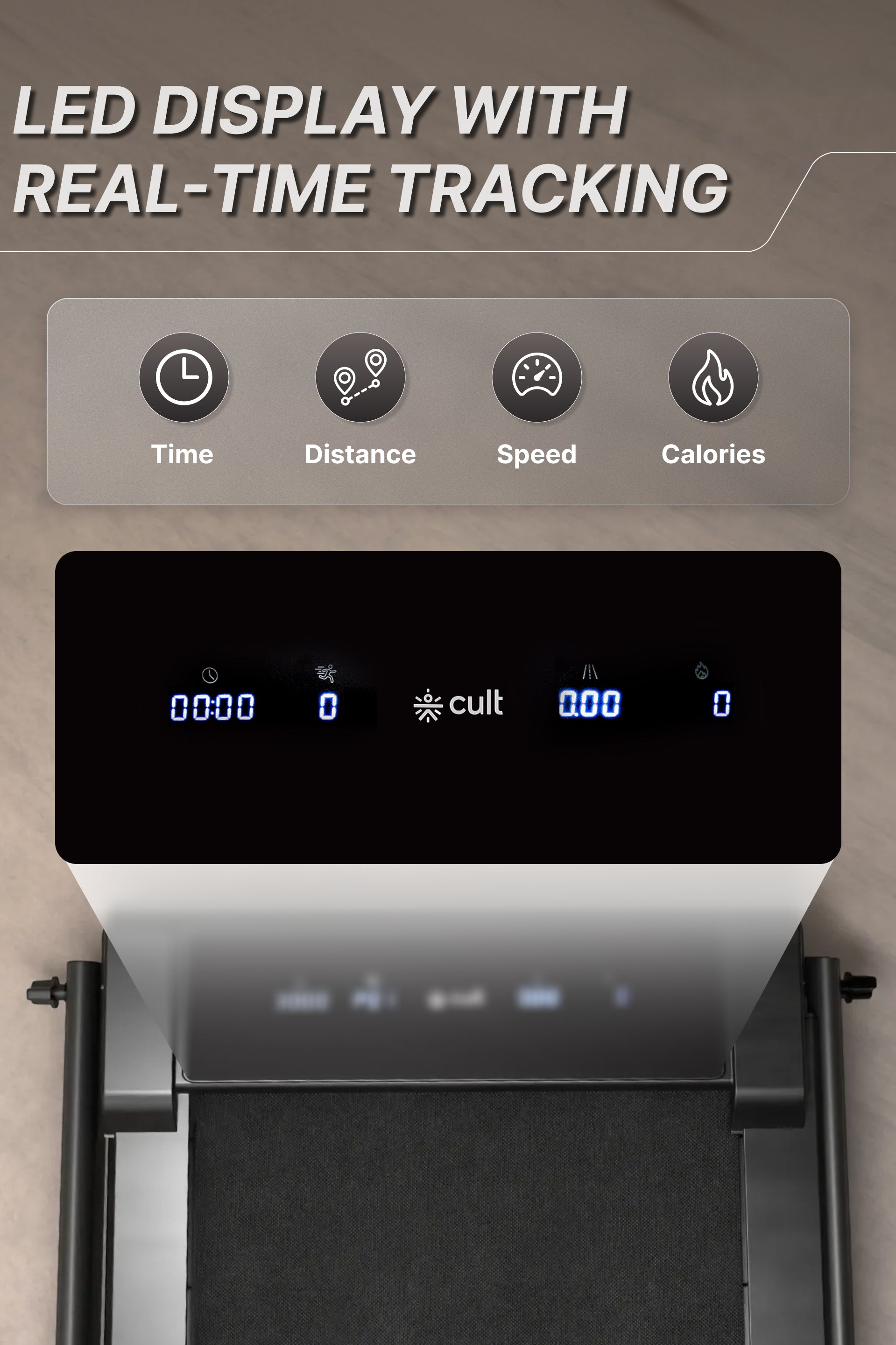 Cult Fold Plus Center-Folding Walking Pad with 5HP Motor with Easy Remote Control | Max User 130kg | Top Speed 6kmph | Running Deck 39.3 x 15.7 inches | Space Saving & Perfect for Home use Treadmill (with 6 Months Extended Warranty)