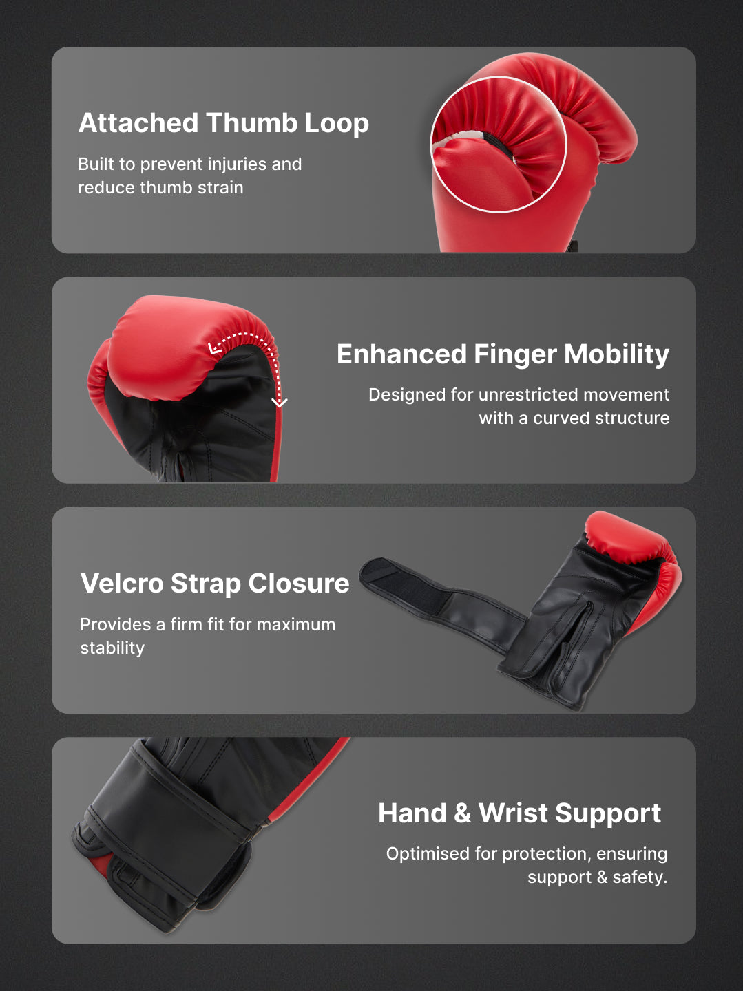 cult Neo PU Boxing Gloves for Men & Women Foam Padding Thickness 25mm Punching Bag Gloves for Boxing, Training, Kickboxing, Muay Thai, MMA Red and Black