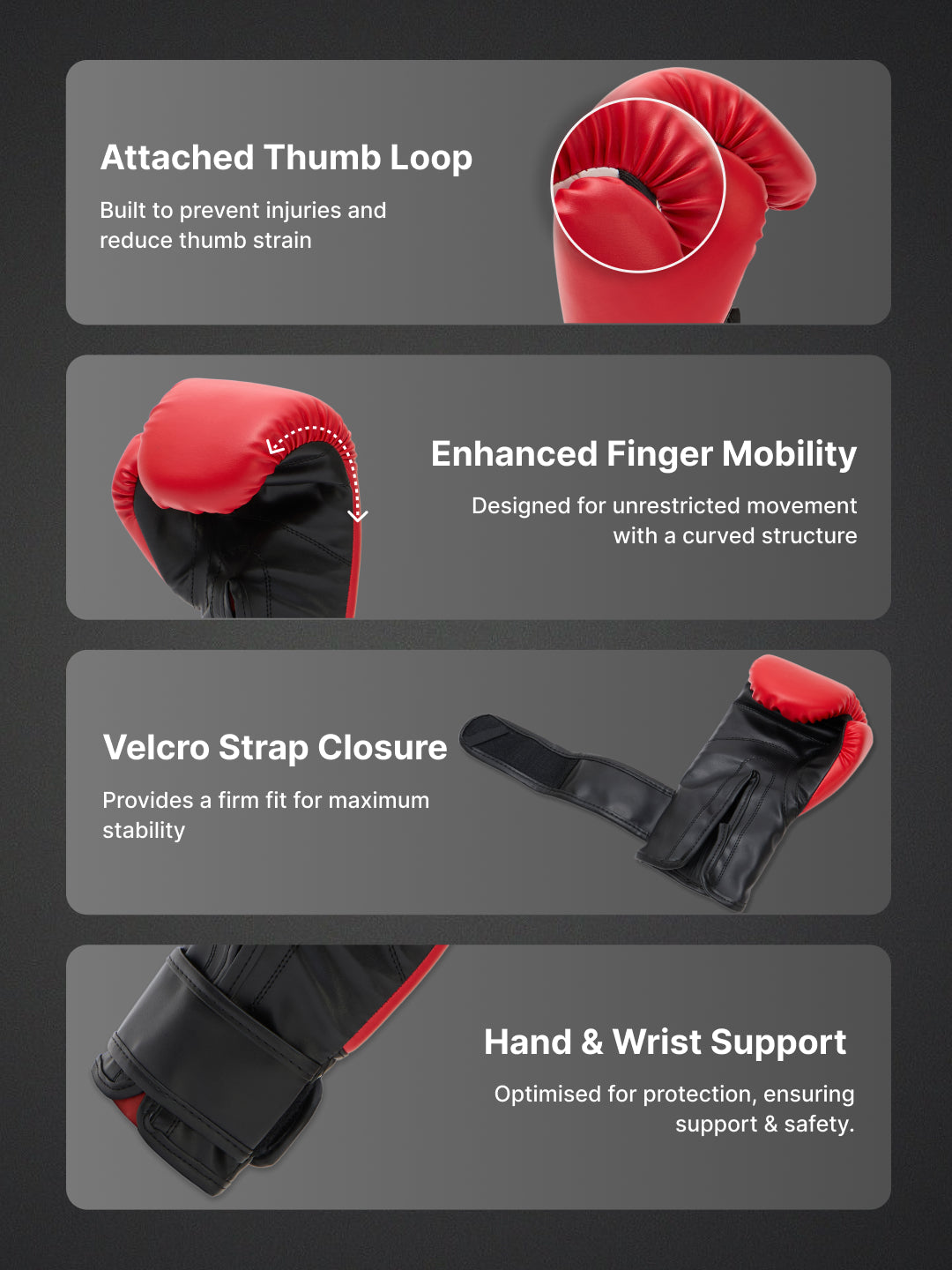 cult Neo PU Boxing Gloves for Men & Women Foam Padding Thickness 25mm Punching Bag Gloves for Boxing, Training, Kickboxing, Muay Thai, MMA Red and Black