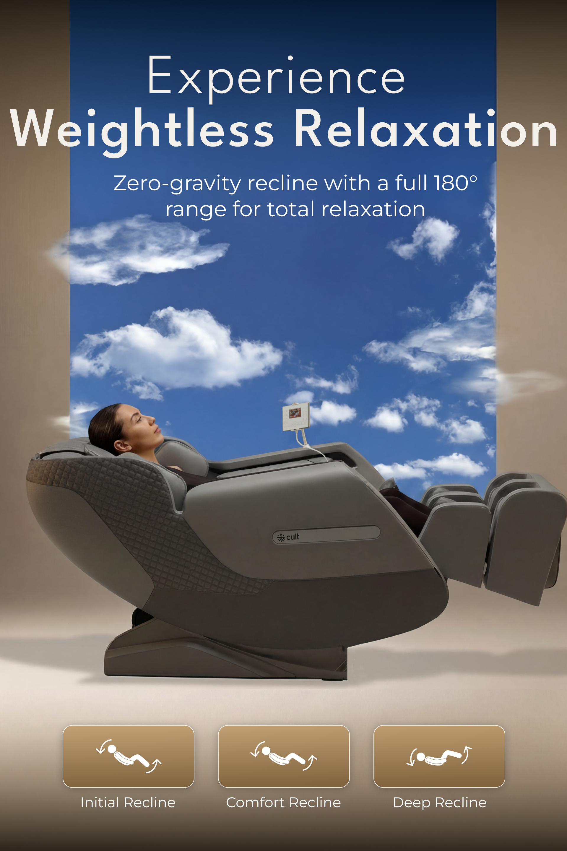 Cult LUXE Massage Chair | Zero Gravity with AI Voice & Bluetooth | 3D Experience | Smart Dial & 18 Preset Programs | Smart Touch Screen