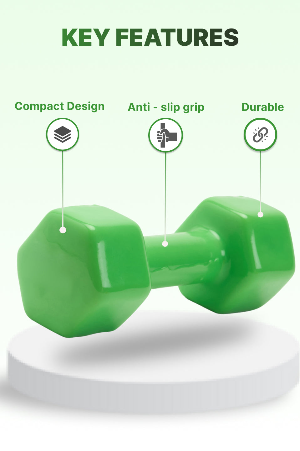 Cult 4KGx2 Vinyl Dumbbells For Home & Gym Exercises (Green)
