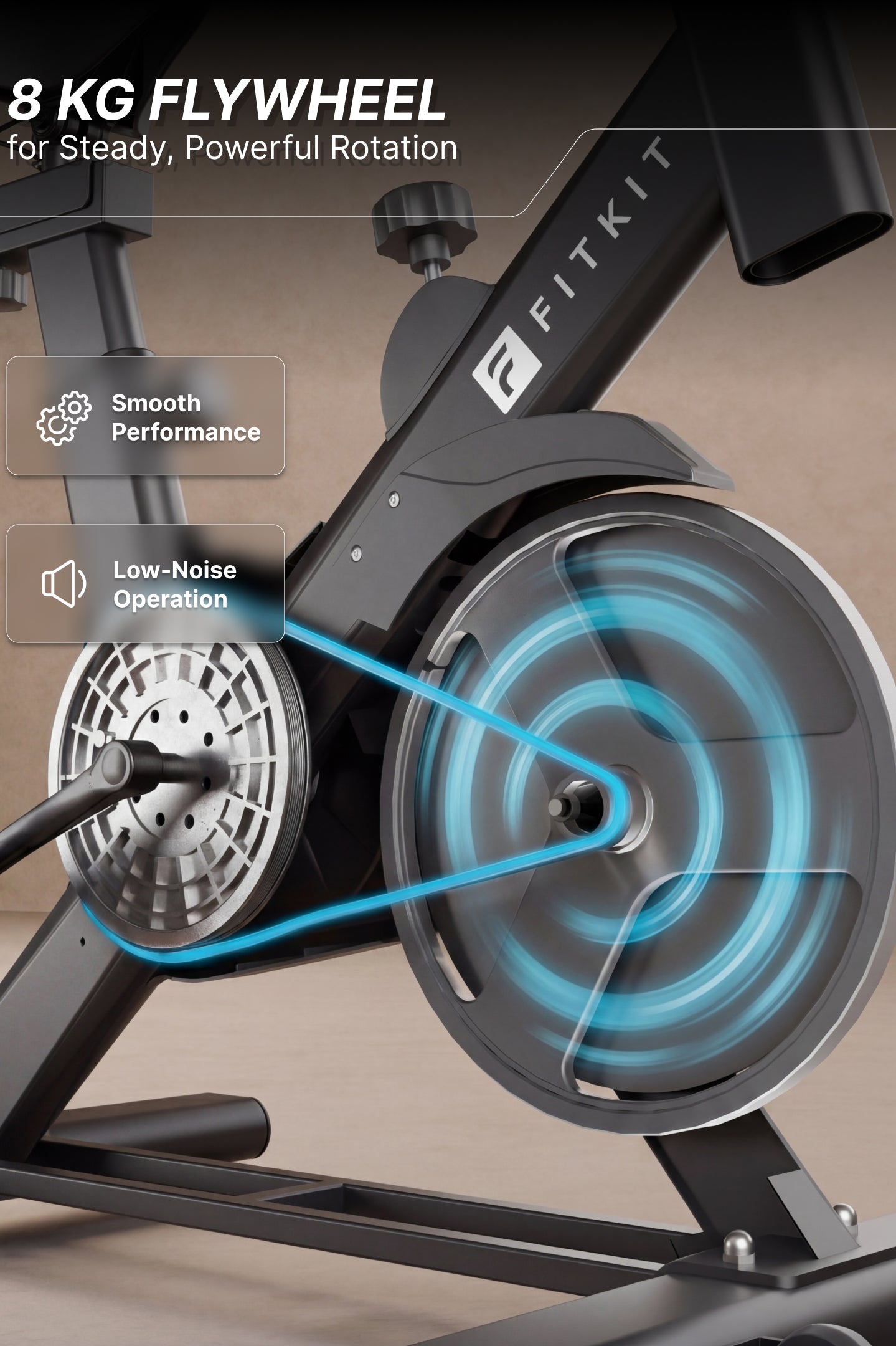 Fitkit by Cult FK8001 Spin Bike with 8Kg Flywheel, LED screen, Adjustable Brake Pad Resistance with Belt Drive System for Fitness at Home Workouts | Max Weight : 130 kg (Black)