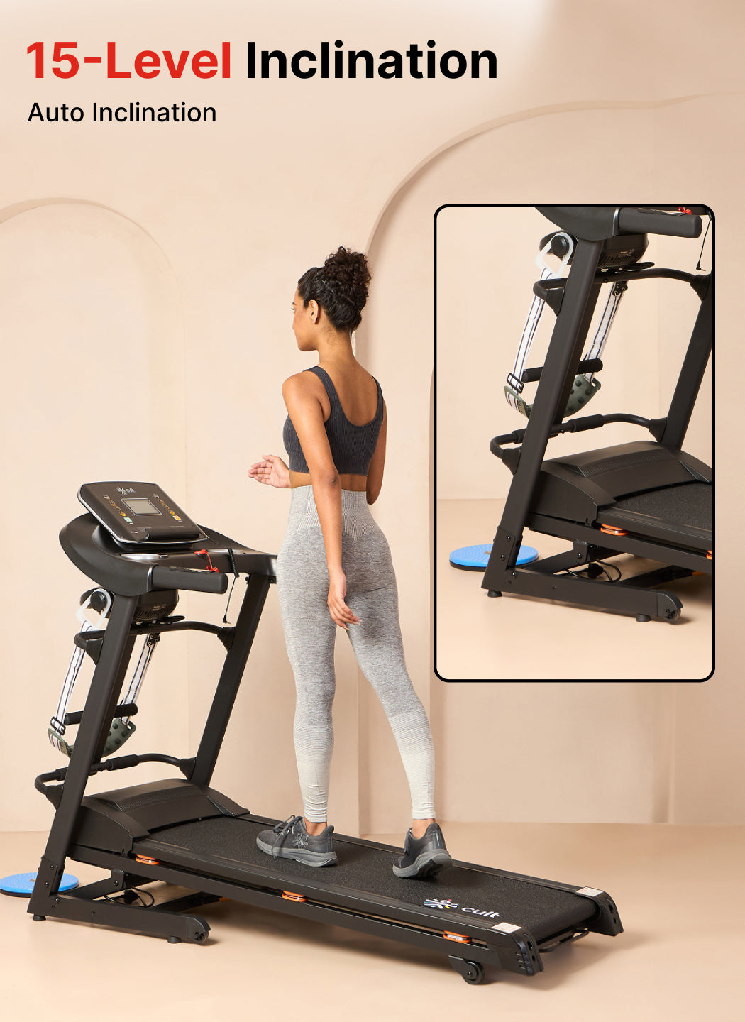 Cultrun M4 4HP Peak Treadmill | 15-level Auto-Incline & Massager | Max Weight-120kg | Max Speed-14.8kmph (with 6 Months Extended Warranty)