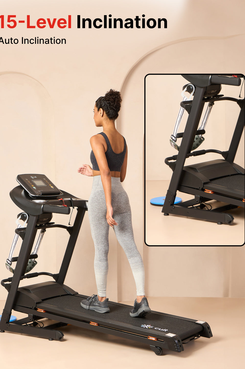 Cultrun M4 4HP Peak Treadmill | 15-level Auto-Incline & Massager | Max Weight-120kg | Max Speed-14.8kmph (with 6 Months Extended Warranty)