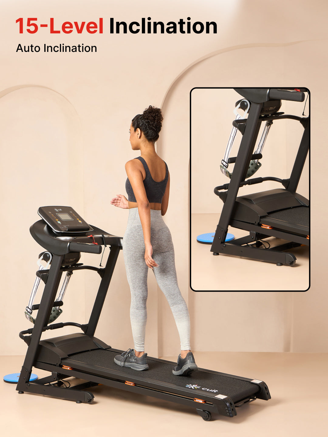 CultRunM4Auto 5 HP Peak Treadmill | 15-level Auto-Incline & Massager | Max Weight-120kg | Max Speed-14.8kmph (with 6 Months Extended Warranty)