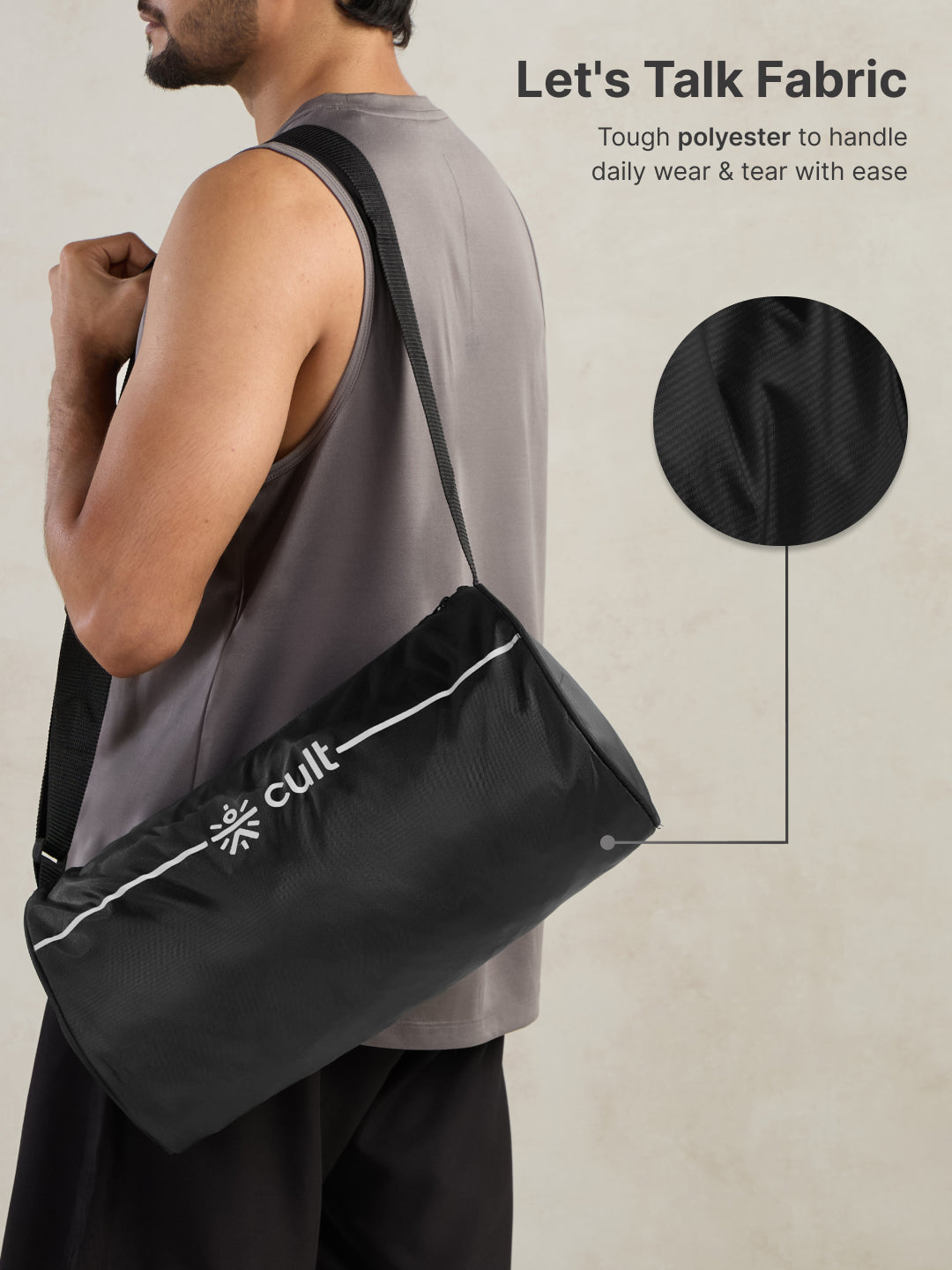 Duffle Bag Unisex Adjustable Strap Mesh pocket Gym & Sport Bag Black 12 L