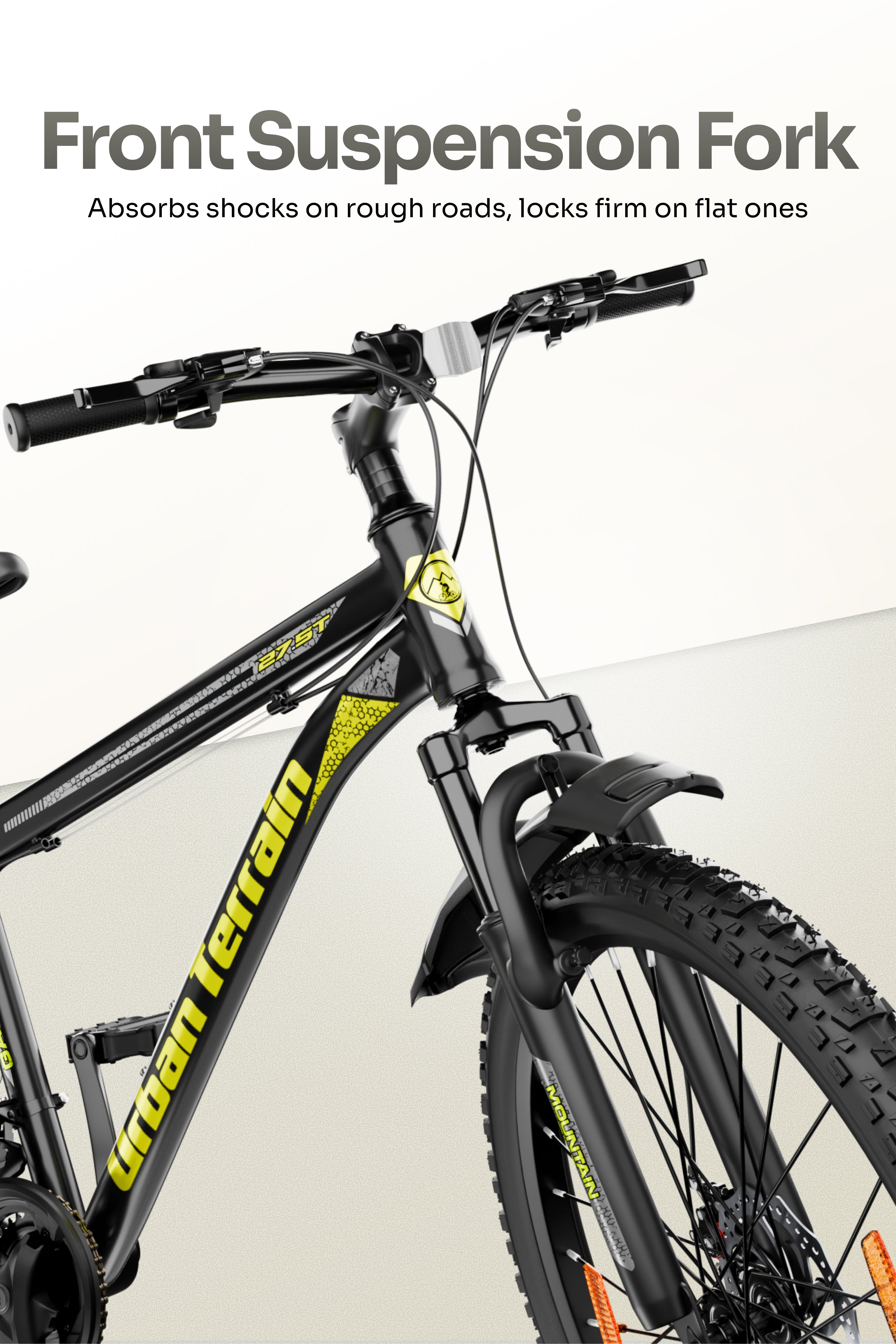 Galaxy Ultra Mountain Bike Steel 21 Speed Cycle 27.5 inch Tyre, Green With Front Suspension, Single Wall Rim and Dual Disc Brakes Ideal For 5.2 ft