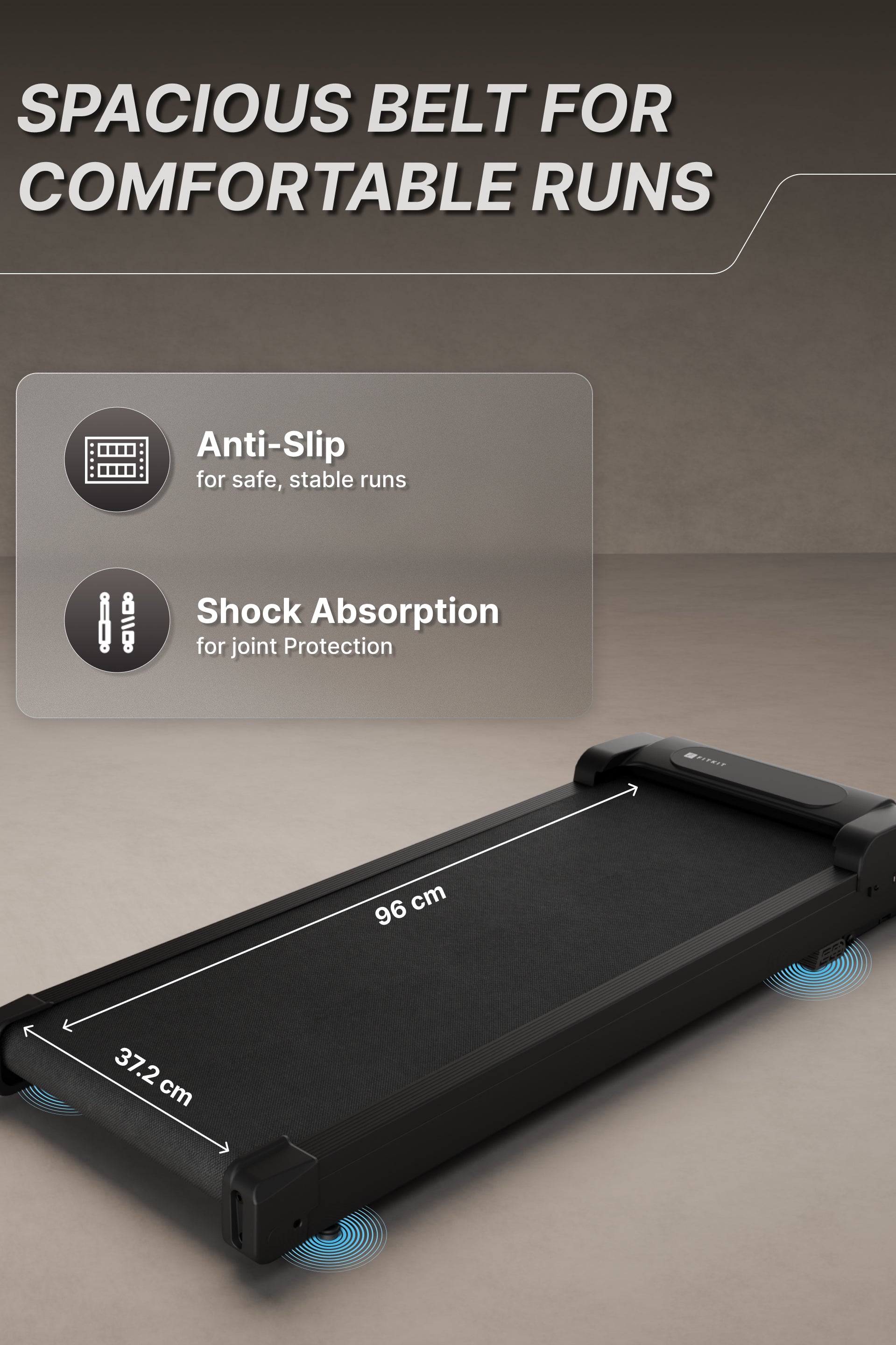 Fitkit by Cult Walking Pad Neo Black (BLDC 3.5HP Peak Power) Compact & Foldable Under Desk BLDC Motor Treadmill | Max Weight: 120kg | Home use with Remote Control