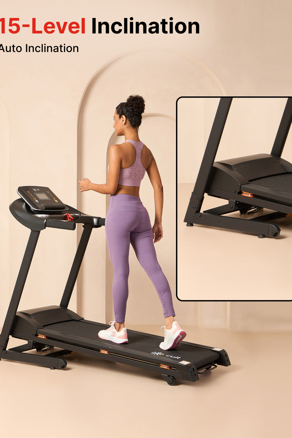 Cultrun S4 4HP Peak Treadmill | 15-level Auto-Incline | Max Weight-120kg | Max Speed-14.8kmph (with 6 months extended warranty)
