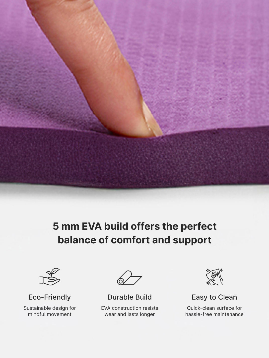 Cult Yoga Mat EVA 5mm with Carry Strap Non-Slip, Lightweight & Cushioned Exercise Mat Sweat-Resistant, Durable & Eco-Friendly for Yoga, Pilates, Stretching, Meditation & Home Gym Purple