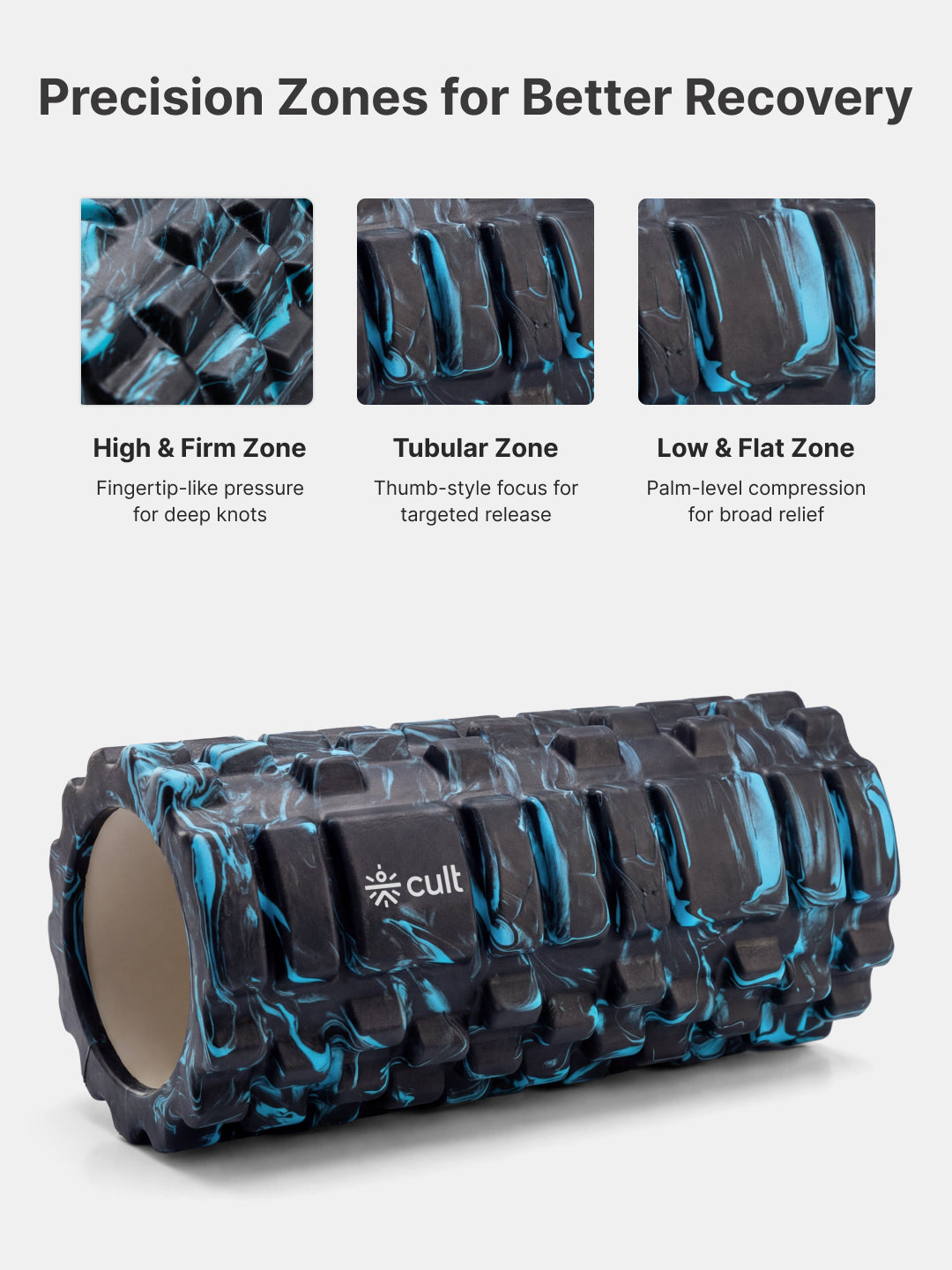 cult Foam Roller Marble Blue - Muscle Recovery & Deep Tissue Massage