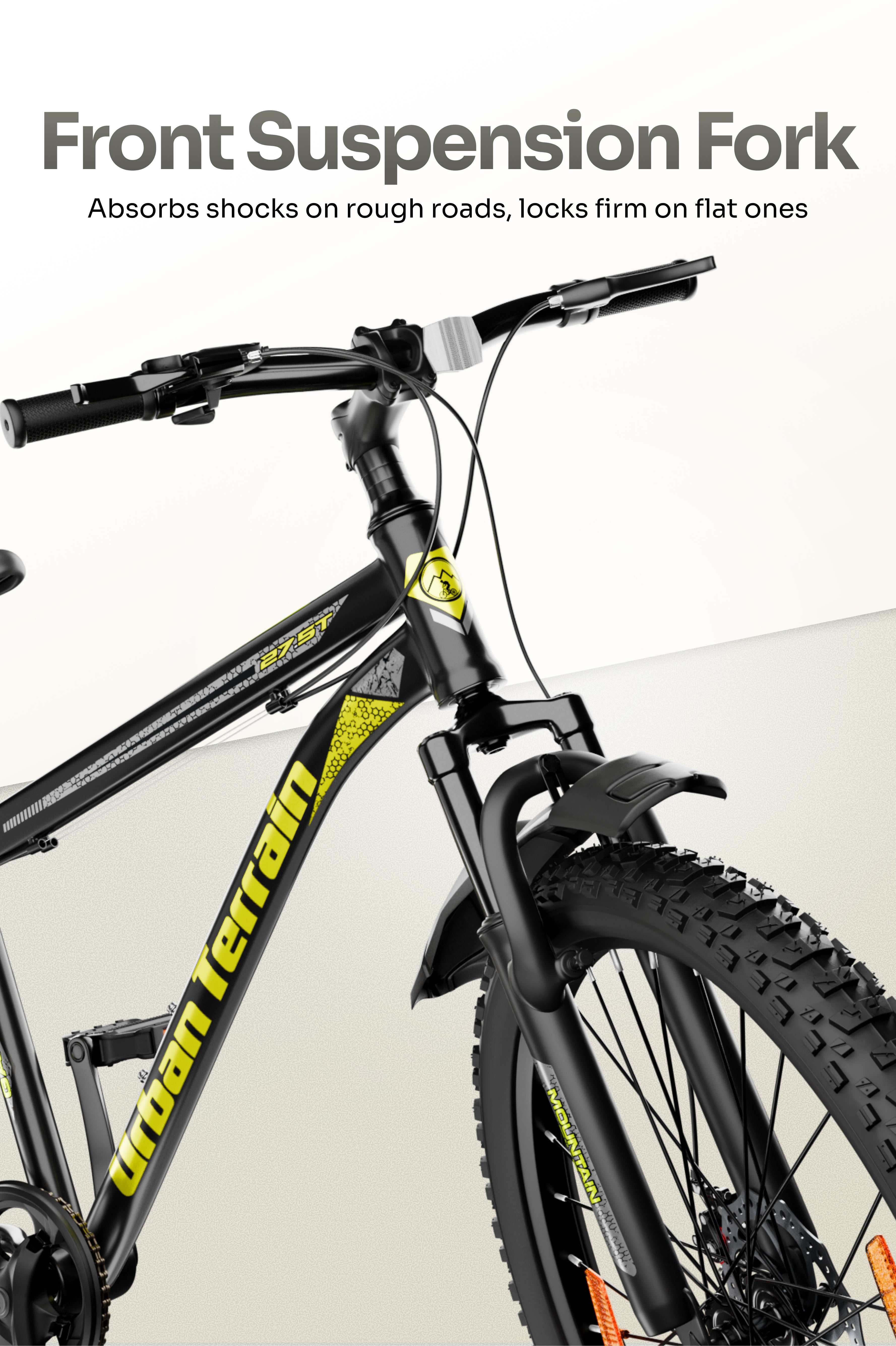 Galaxy Max Mountain Bike Steel 7 Speed Cycle 27.5 inch Tyre, Green With Front Suspension, Single Wall Rim and Dual Disc Brakes Ideal For 5.2 ft to 6 ft