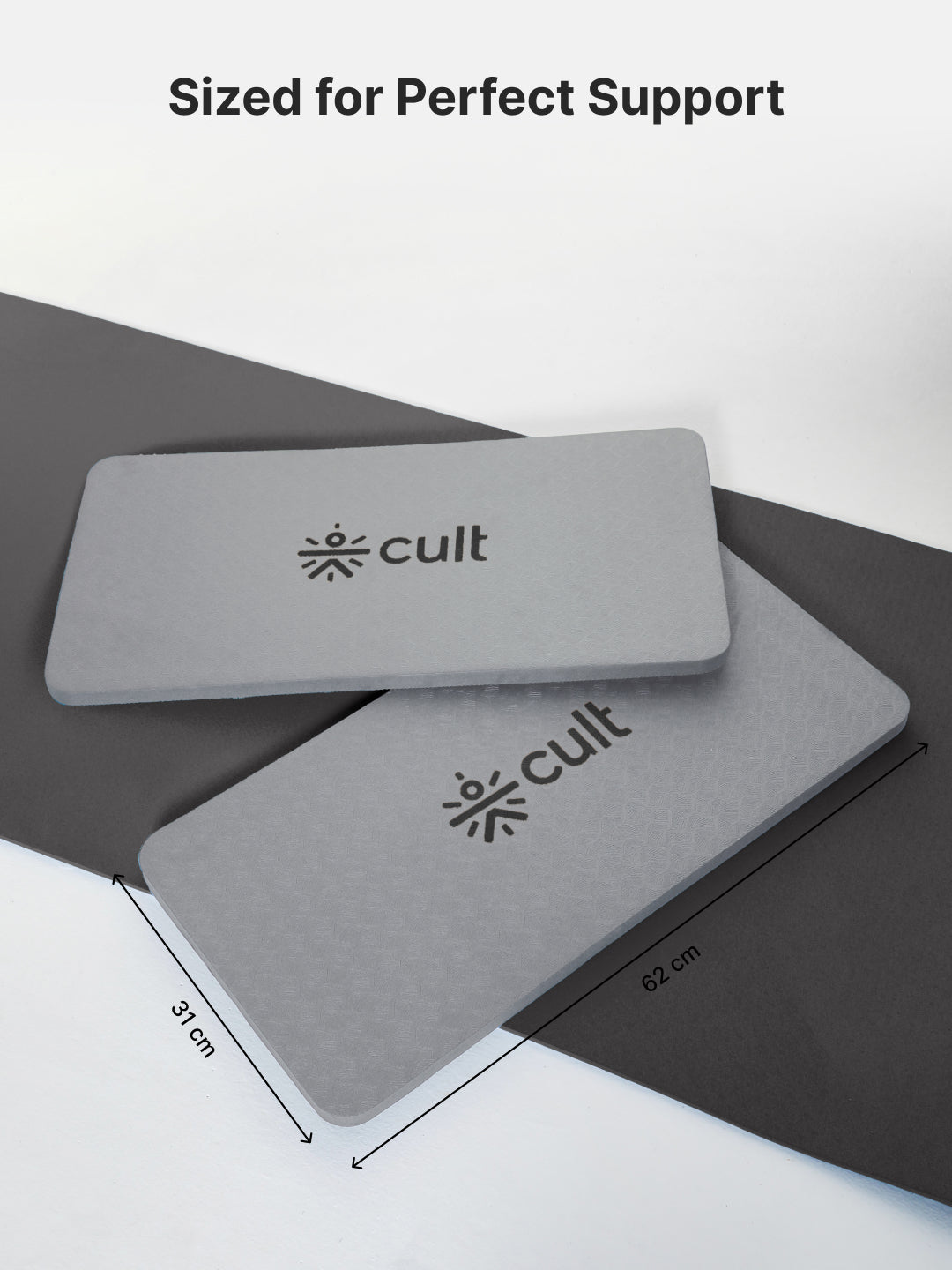 cult Mindful Movement Yoga Kit - Yoga Wheel Grey,Yoga Block Grey Pair of 2 & Yoga Knee Pad Grey