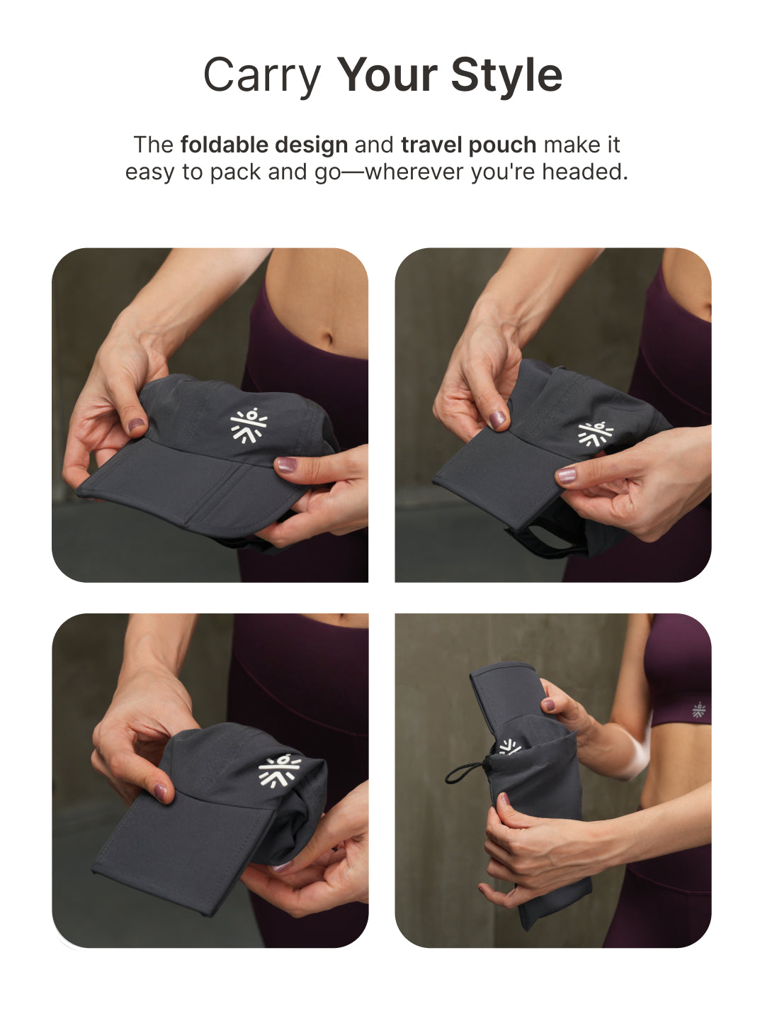 cult Foldable Cap Unisex with Adjustable Strap Grey