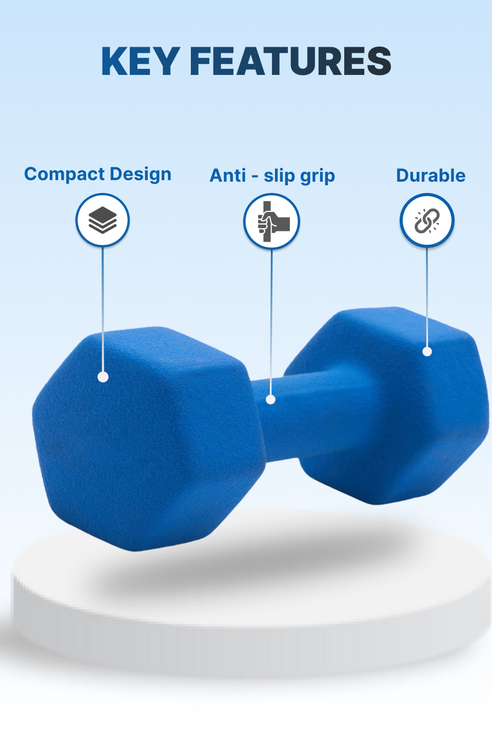 Cult 5KGx2 Neoprene Dumbbells For Home & Gym Exercises (Blue)