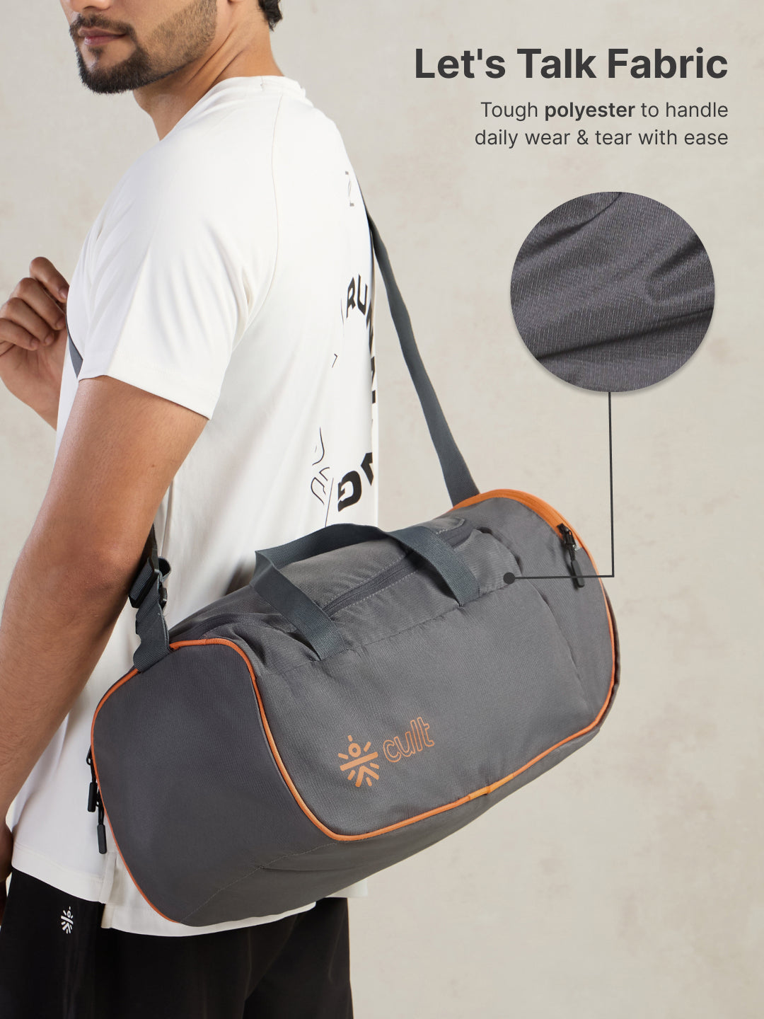 Foldable Duffle Bag 25L with Adjustable Strap Grey
