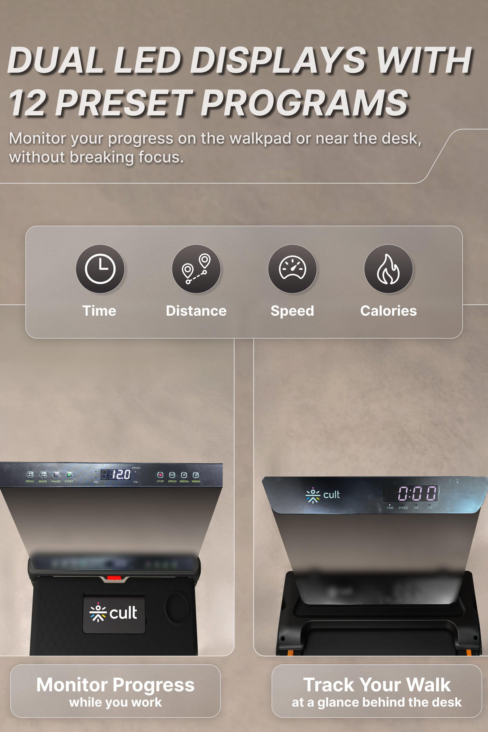 Cult Treadmill with Desk 5.5 HP Peak Motorized 3 in 1 Foldable Treadmill for Home Workout | Max User 120kg, Speed up to 12 km/hr with Adjustable & Detachable Desk with Tablet Holder