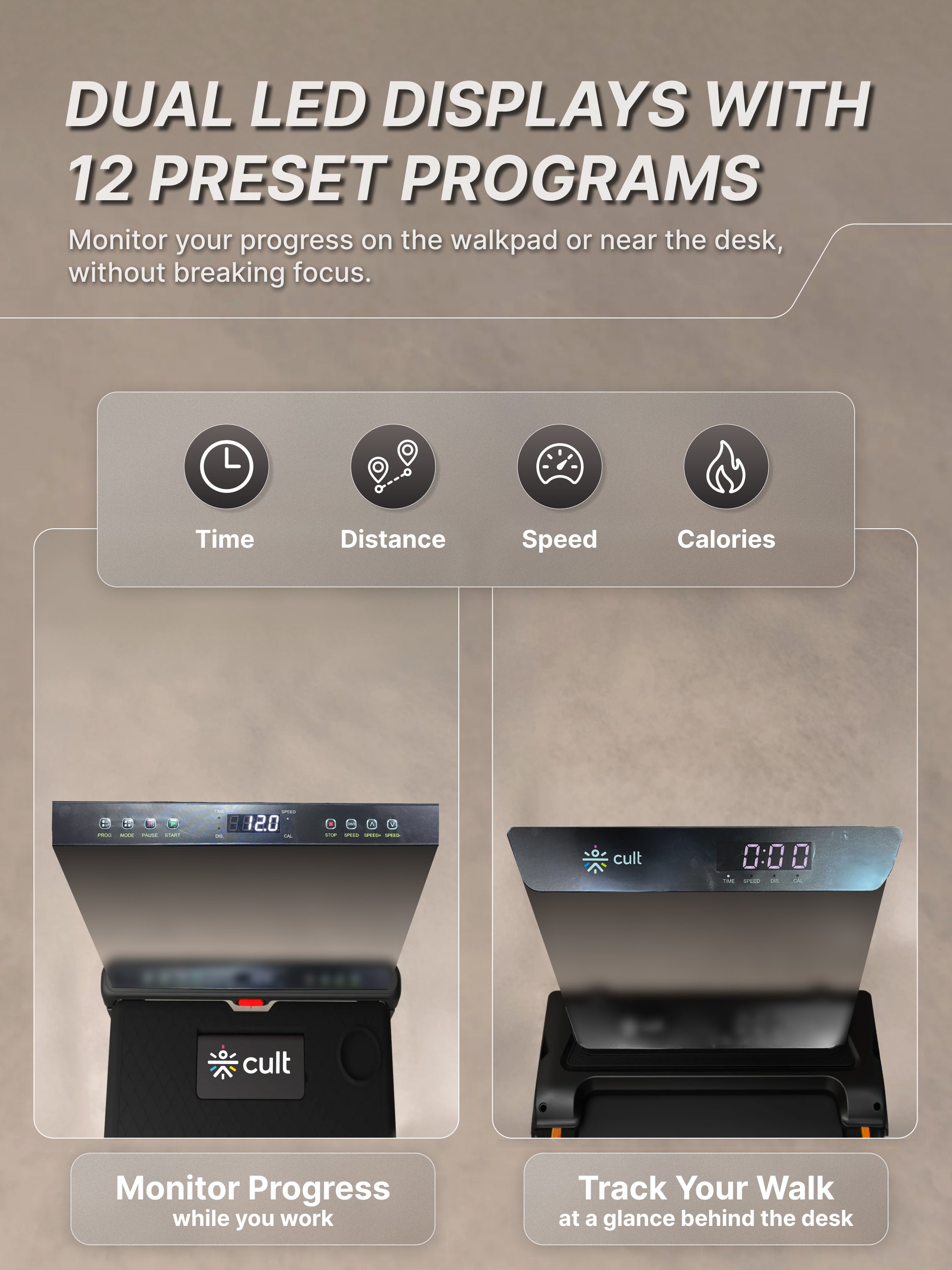 Cult Treadmill with Desk 5.5 HP Peak Motorized 3 in 1 Foldable Treadmill for Home Workout | Max User 120kg, Speed up to 12 km/hr with Adjustable & Detachable Desk with Tablet Holder