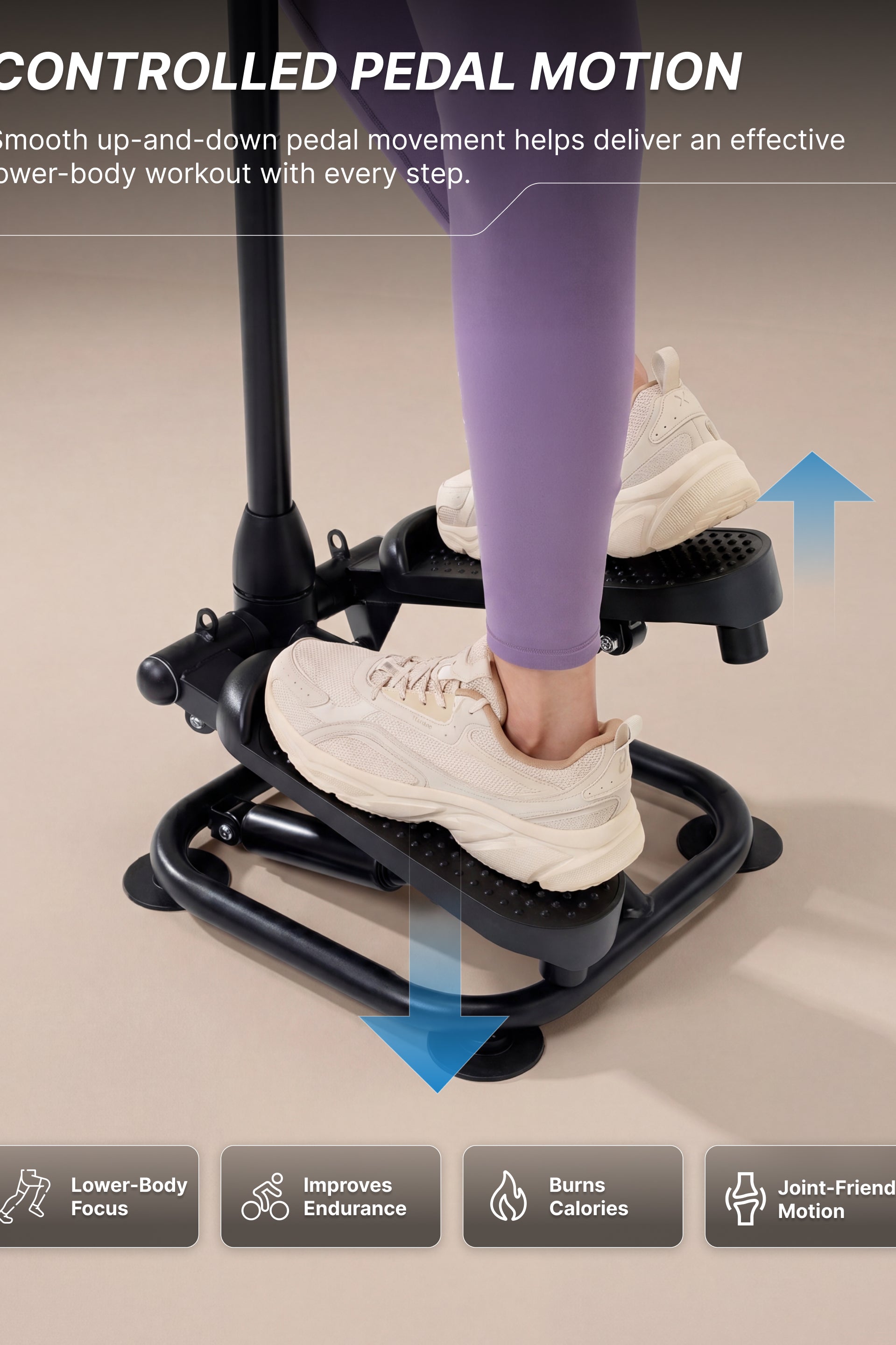 Fikit by Cult Mini Stepper with Handle | Anti-Slip Wide Pedals | Versatile Home Exercise Machine | Sturdy Design | Compact for Home Workout - Black