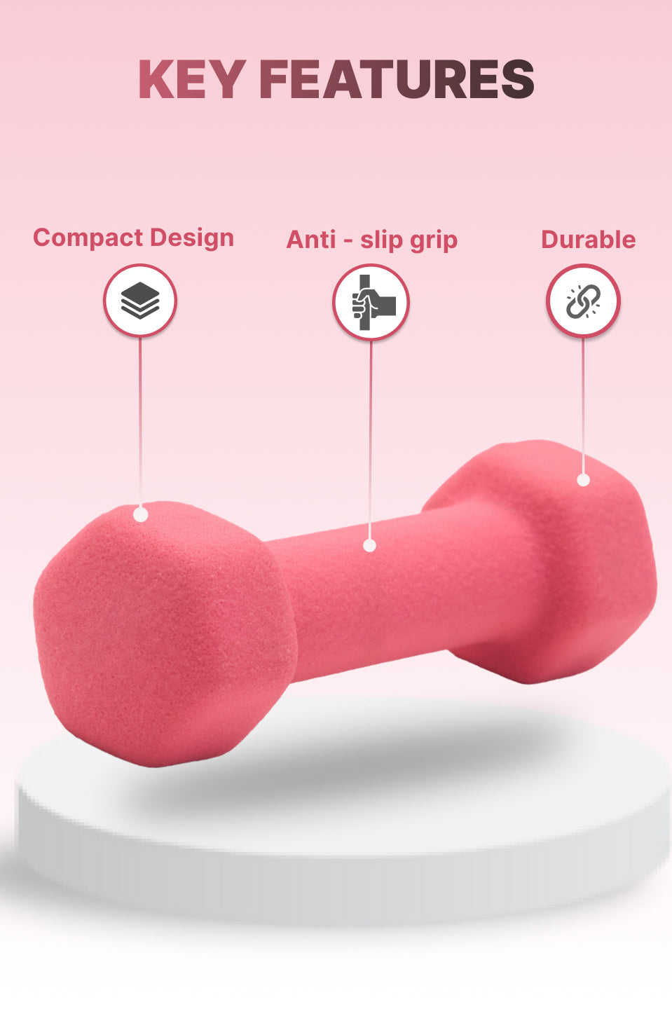 Cult 1KGx2 Neoprene Dumbbells For Home & Gym Exercises (Pink)