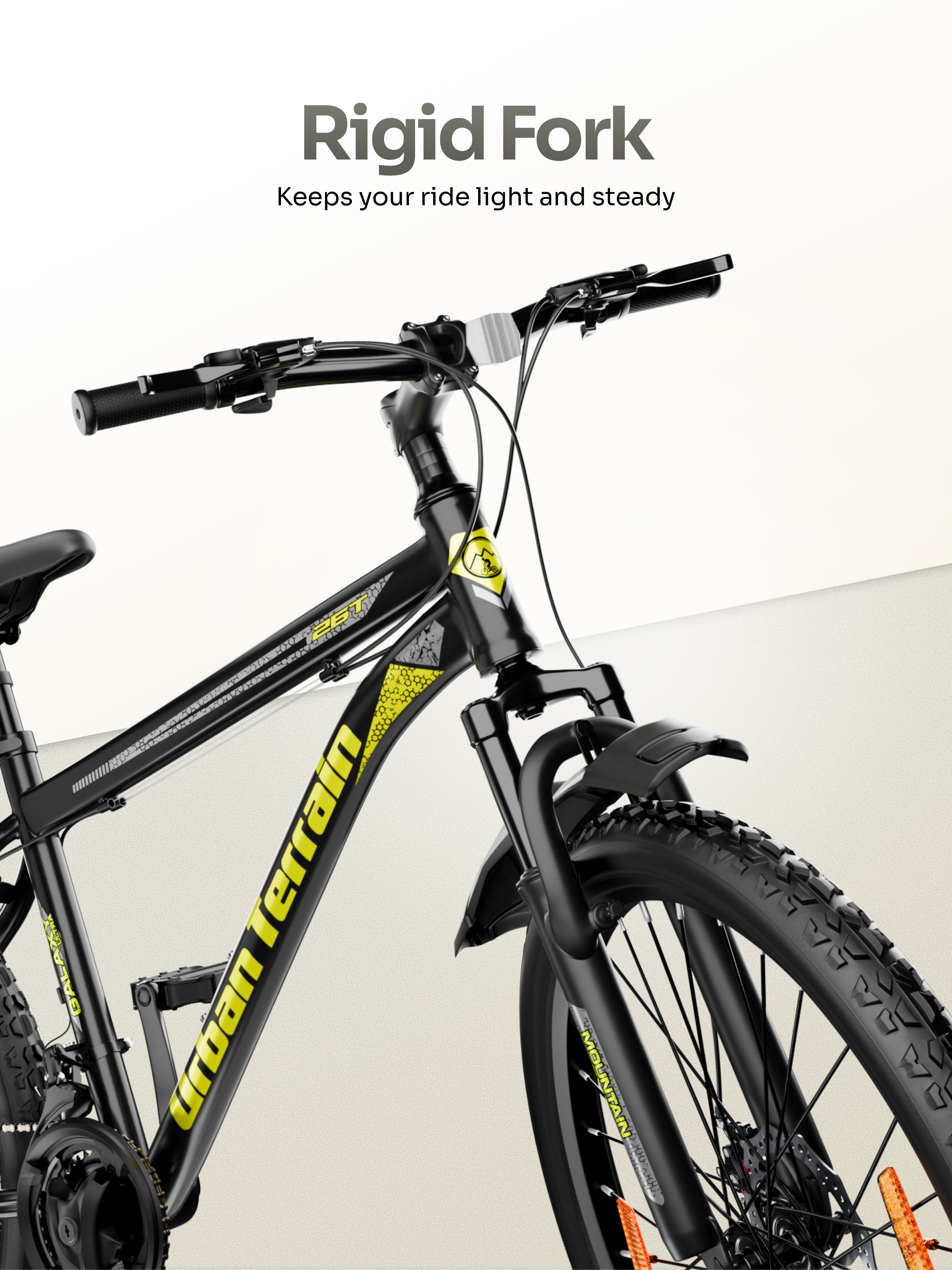 Galaxy Ultra Mountain Bike Steel 21 Speed Cycle 26 inch Tyre, Green With Front Suspension, Single Wall Rim and Dual Disc Brakes Ideal For 5 ft to 5.7 ft