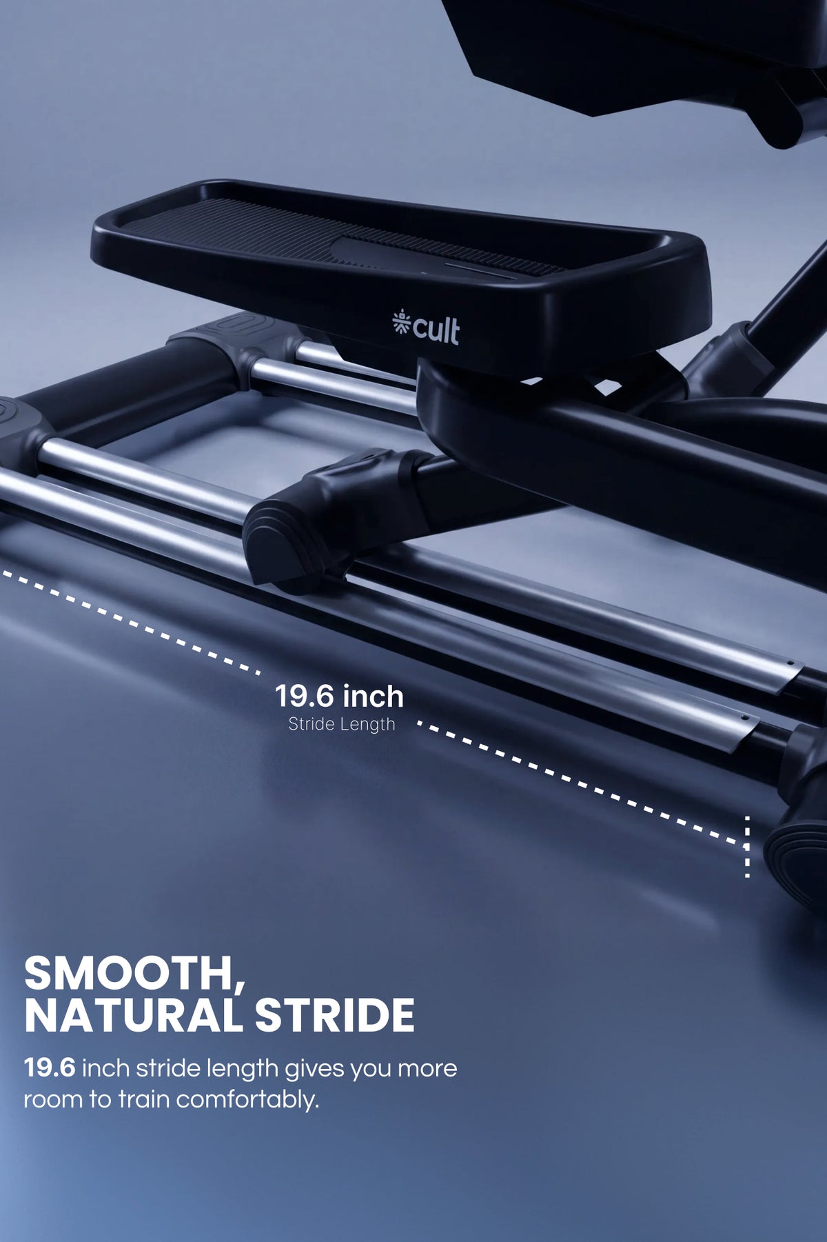Cult Stratus Elliptical Cross Trainer for Home | 150 kg Capacity | 19.6-Inch Natural Stride | 16-Level Electronic Magnetic Resistance | LED Display