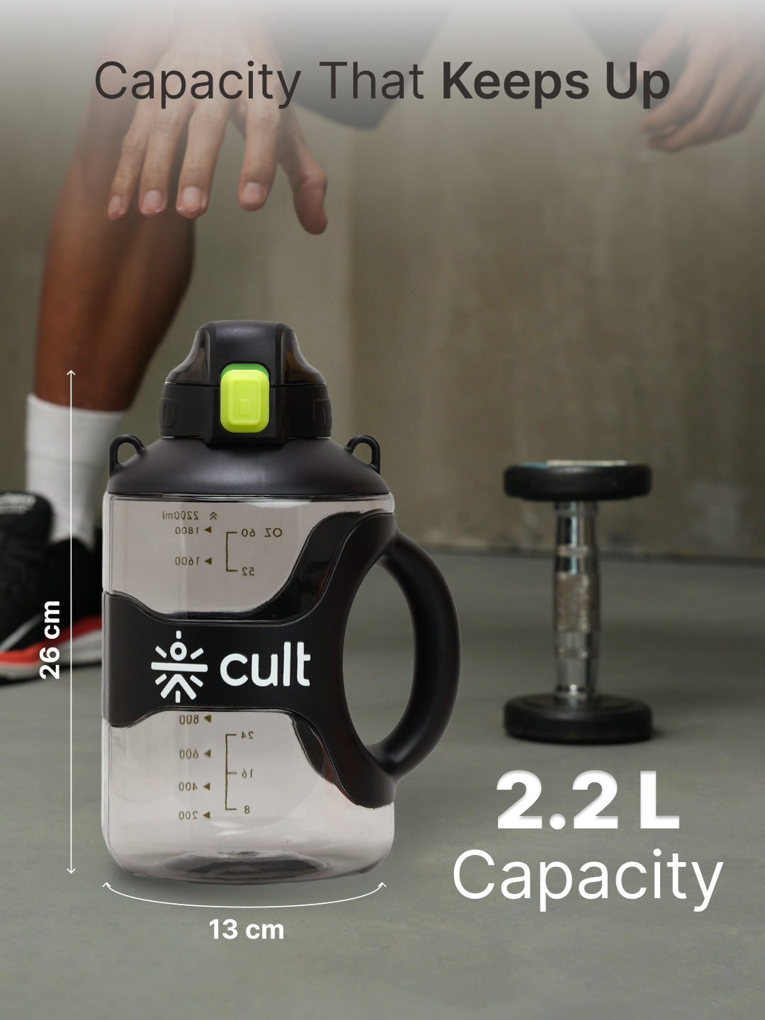 cult Gallon Bottle 2.2L Unisex Black