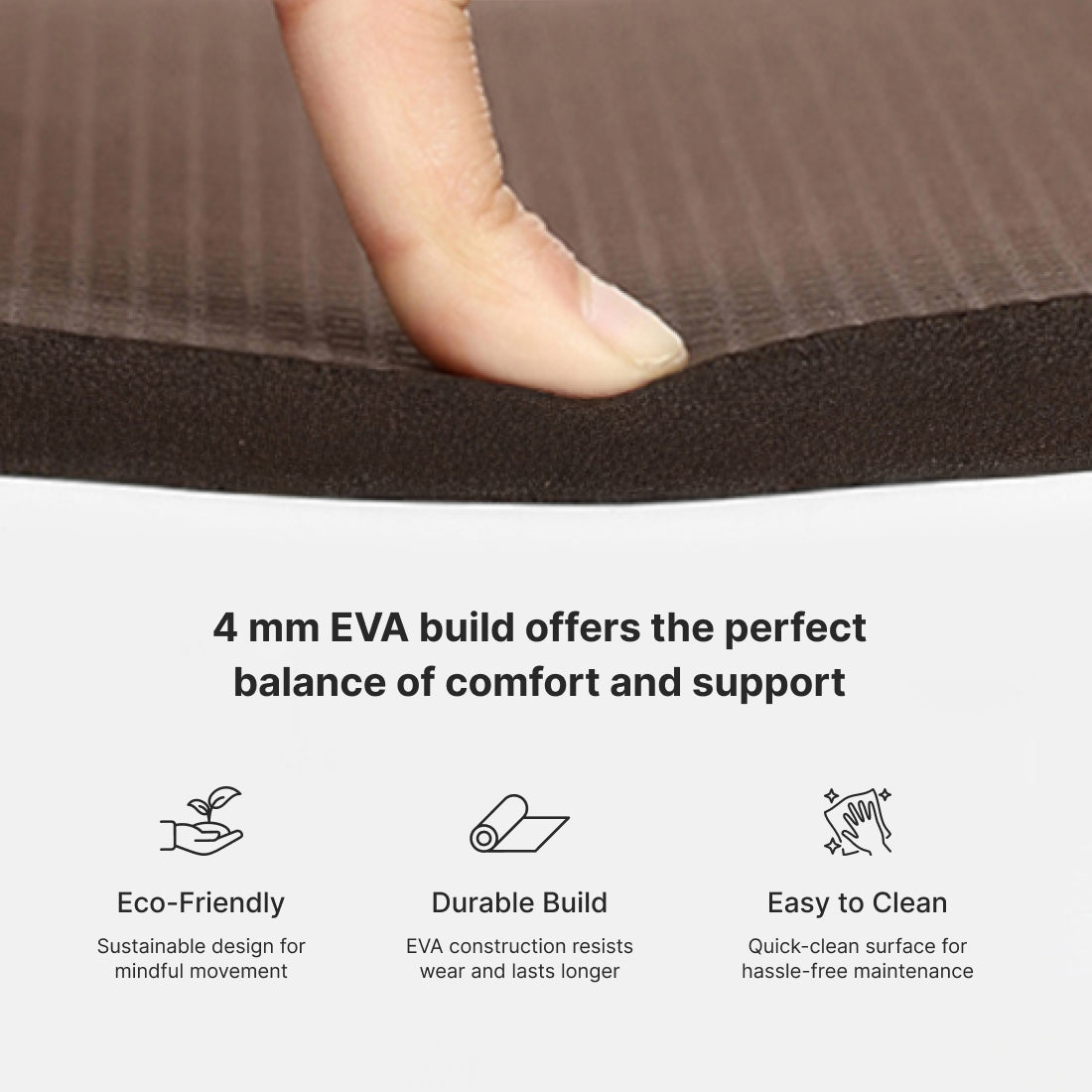 Cult Yoga Mat EVA 4mm with Carry Strap Non-Slip, Lightweight, Cushioned & Sweat-Resistant Exercise Mat Durable, Portable & Eco-Friendly Workout Mat for Yoga, Pilates, Home Gym & Fitness Brown