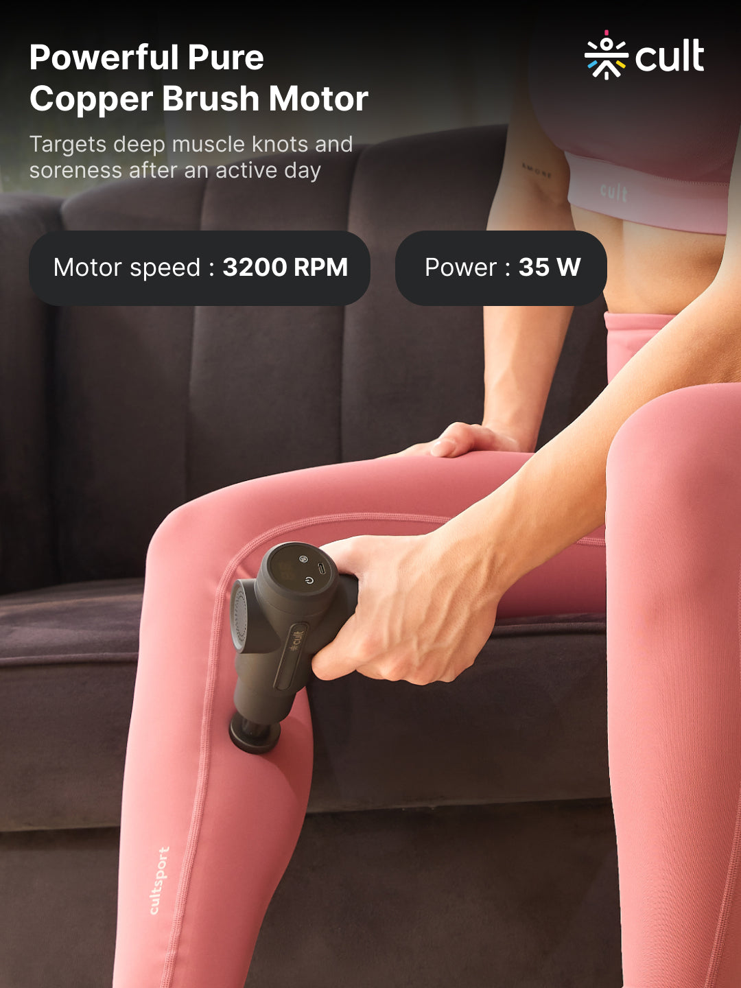 Cult Volt X, Full Body Professional Gun Massager with Hot and Cold Therapy, 3000mAh battery, QuietMotion Tech, 6 Interchangeable heads, 6 Speed levels, Silicone head, Carry Pouch.