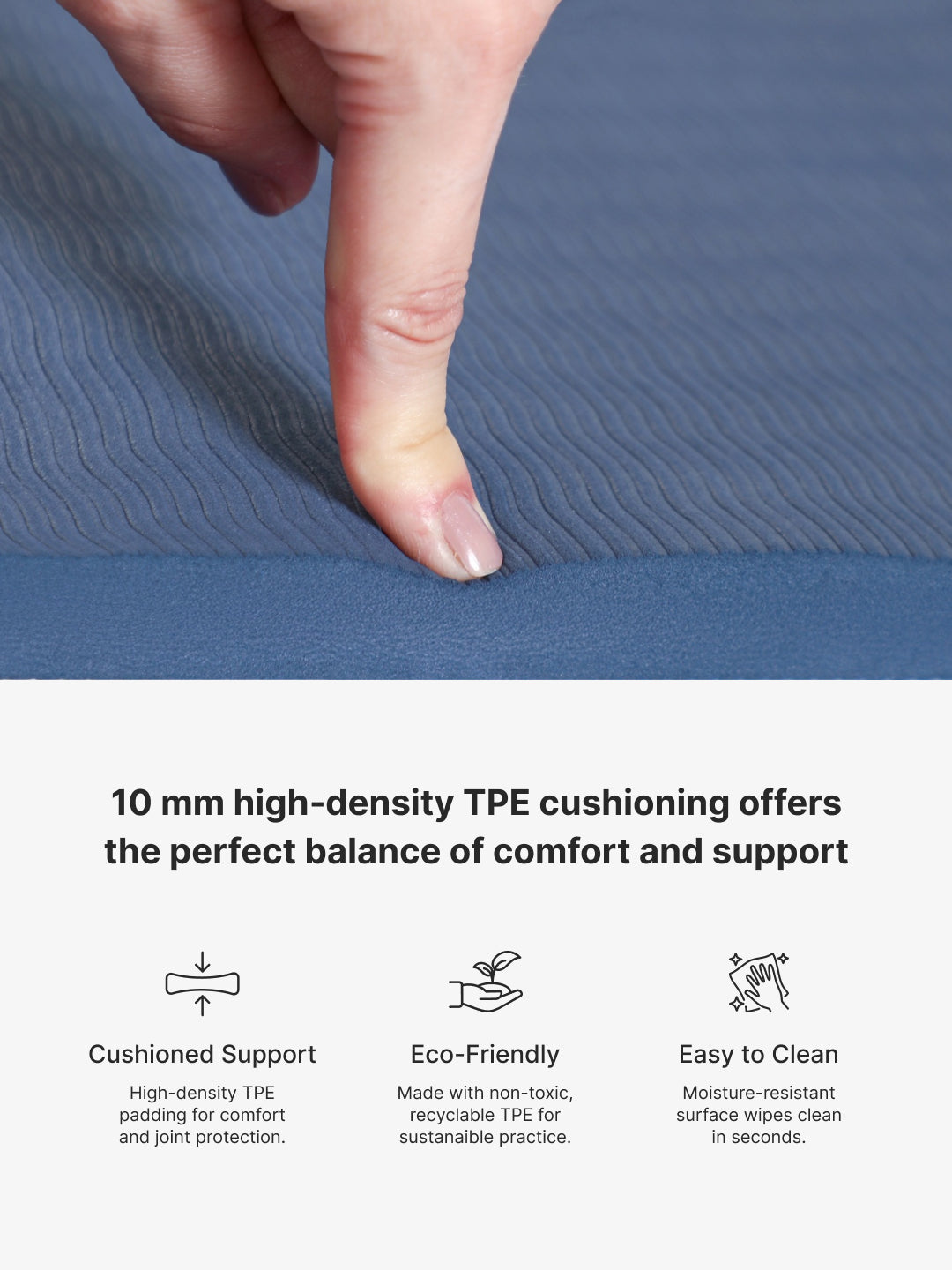 CULT TPE Yoga Mat 10mm Extra Thick with Carry Strap and Bag Non-Toxic, Latex-Free, Anti-Slip, Tear-Resistant & Lightweight Superior Cushioning for Joint Support, Meditation & Home Workouts- Navy