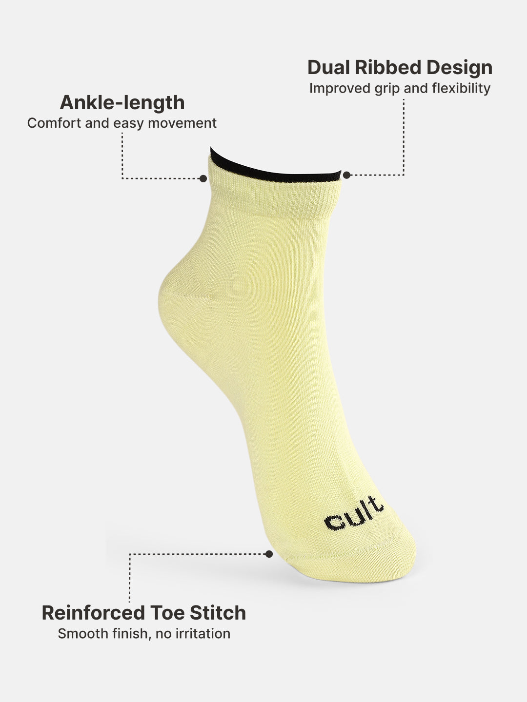 Casual Ankle Length Solid Pack of 3 Smoky Blush,Lime & Pink Socks Women