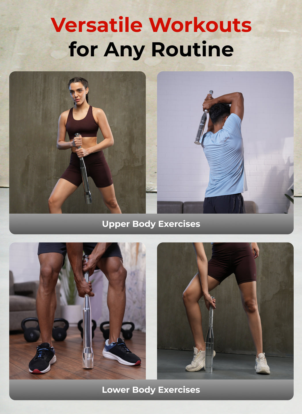 Cult 3-in-1 Adjustable Steel 7.5KG Mudgar for Full Body Training | Silver Indian Clubs (7.5 kg)