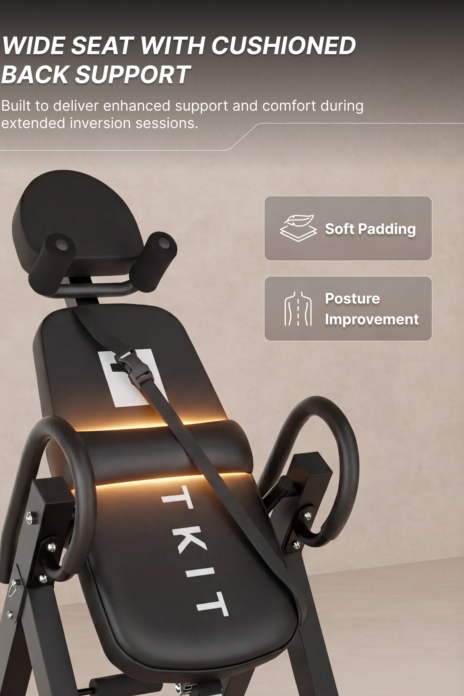Fitkit by cult Inversion Table | 4 Inversion Positions | 120 Kg Weight Support | Adjustable Height | Safety Belt & Ankle Locking System | Back Stretching & Spine Decompression Equipment | Foldable Compact Home Fitness Tool