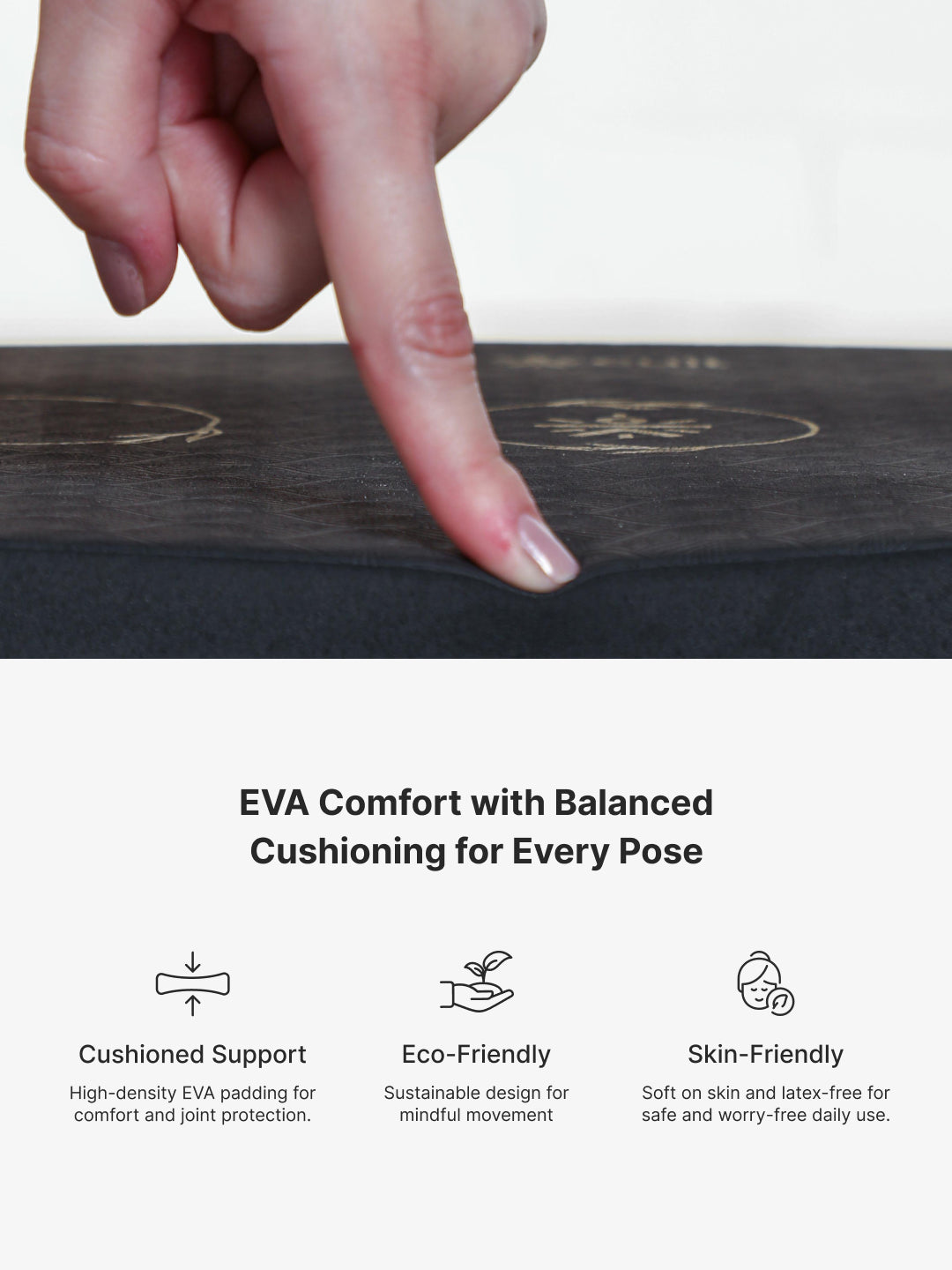 Pack of 2 EVA Yoga Knee Pads 20mm Black – Non-Toxic, Anti-Skid & Durable