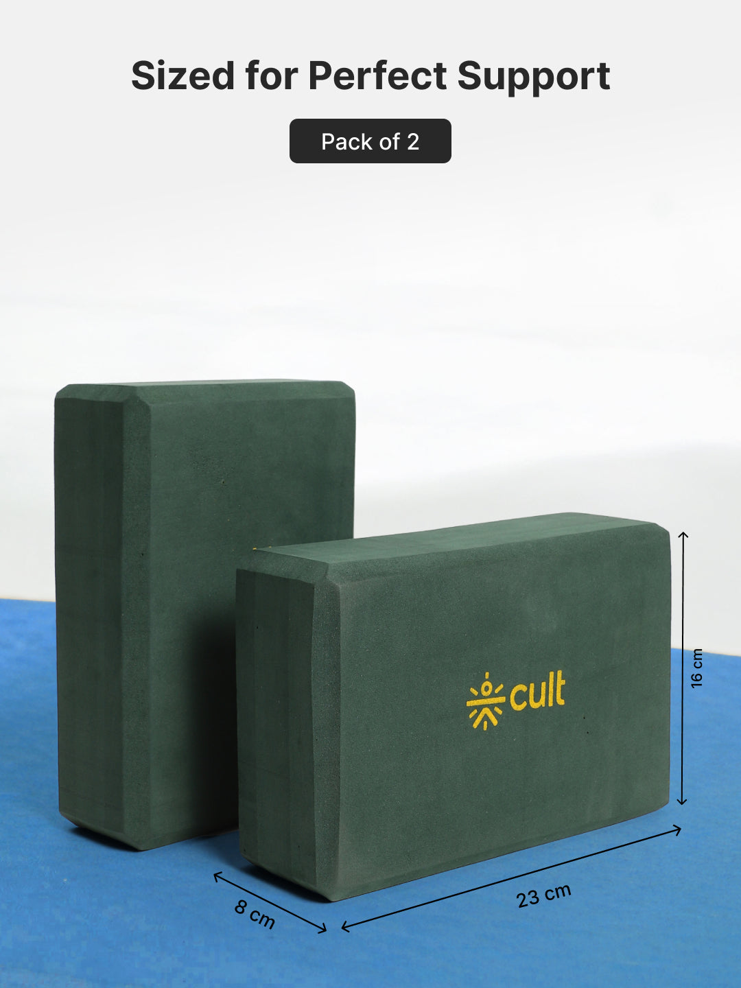 cult Mindful Movement Yoga Kit - Yoga Mat TPE 6mm Green Alignment ,Yoga Block Green Pair of 2 & Yoga Belt Black