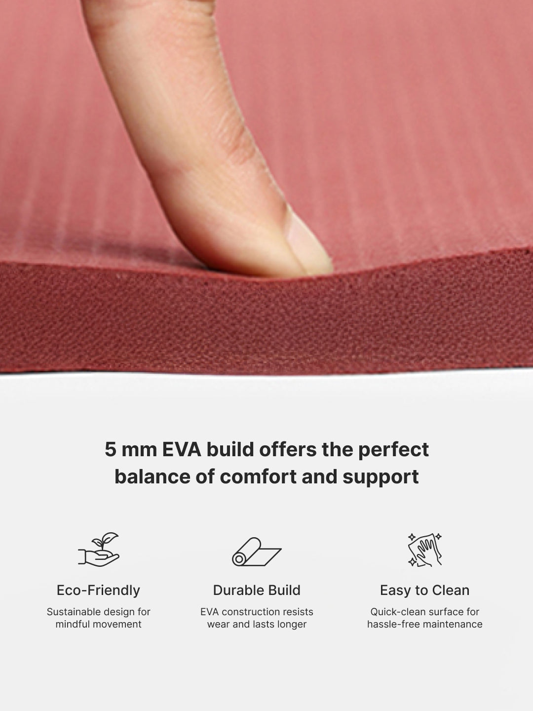 Cult Yoga Mat EVA 5mm with Carry Strap Non-Slip, Cushioned, Sweat-Resistant, Eco-Friendly Workout Mat for Home Gym & Fitness Brick