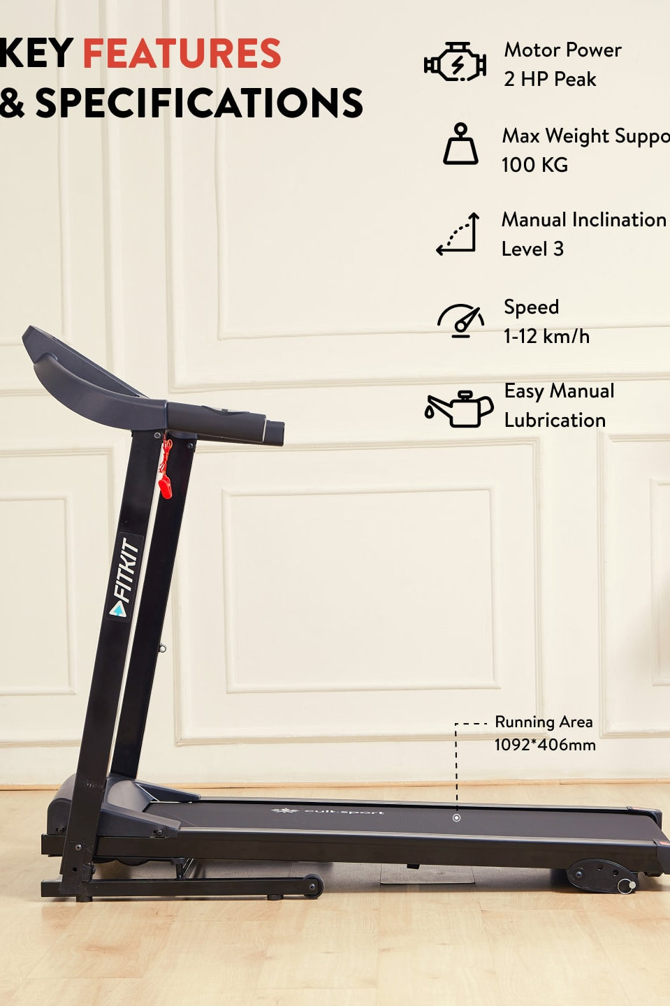 FT98V (2 HP Peak, Manual Incline) Treadmill (with 6 Months extended warranty)