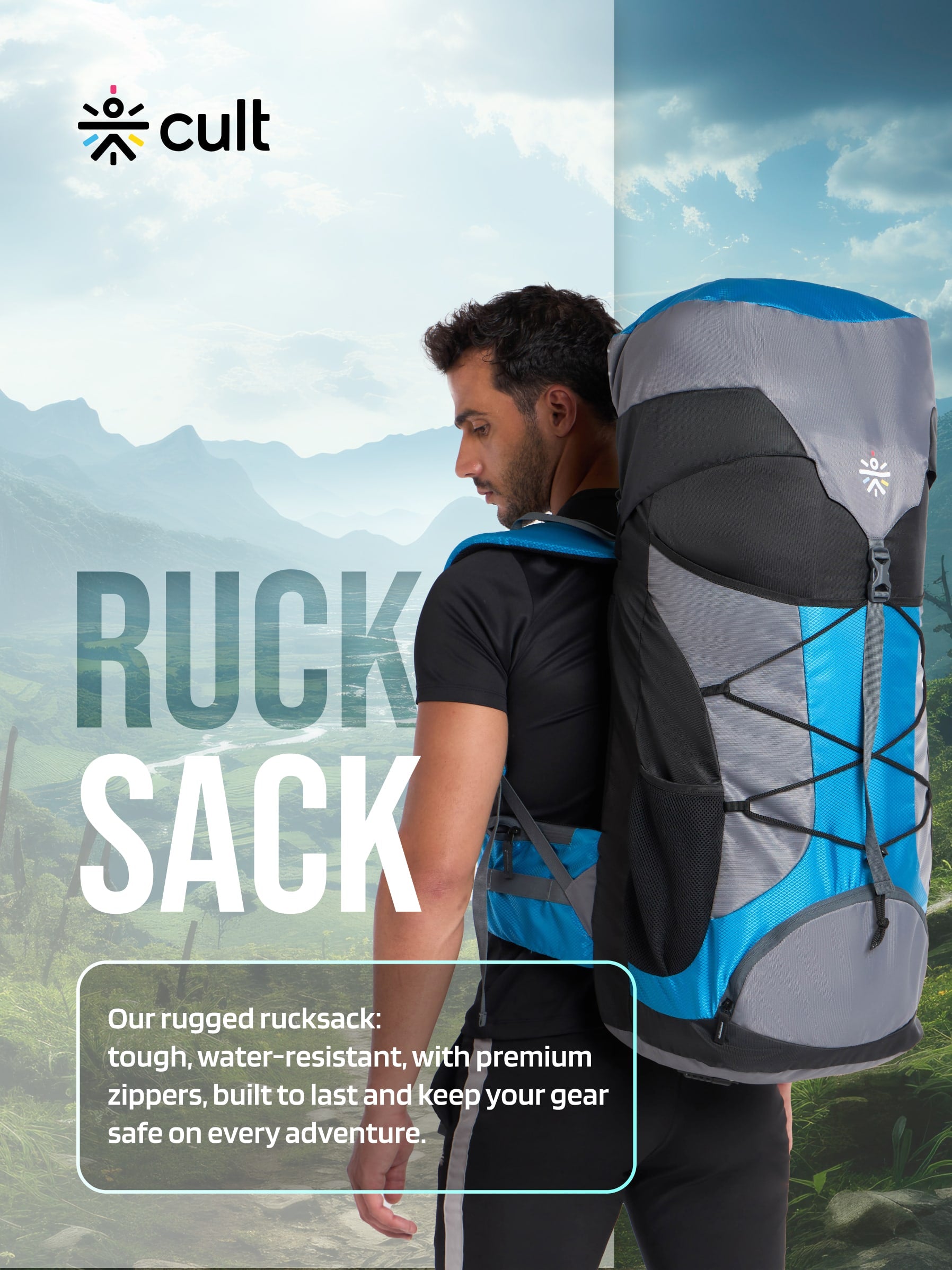 Travel Trekking Rucksack 60 L Blue