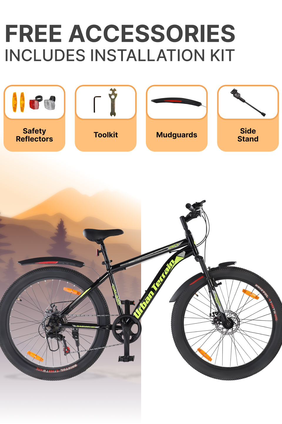 Galaxy Max Mountain Bike Steel 7 Speed Cycle 26 inch Tyre, Green With Front Suspension, Single Wall Rim and Dual Disc Brakes Ideal For 5 ft to 5.7 ft, Free Trainer Sessions and Cycling Event