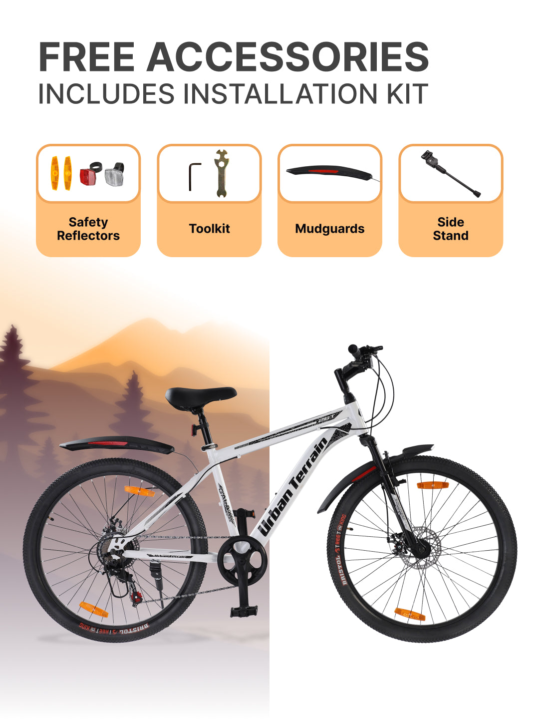 Galaxy Max Mountain Bike Steel 7 Speed Cycle 26 inch Tyre, White With Front Suspension, Single Wall Rim and Dual Disc Brakes Ideal For 5 ft to 5.7 ft