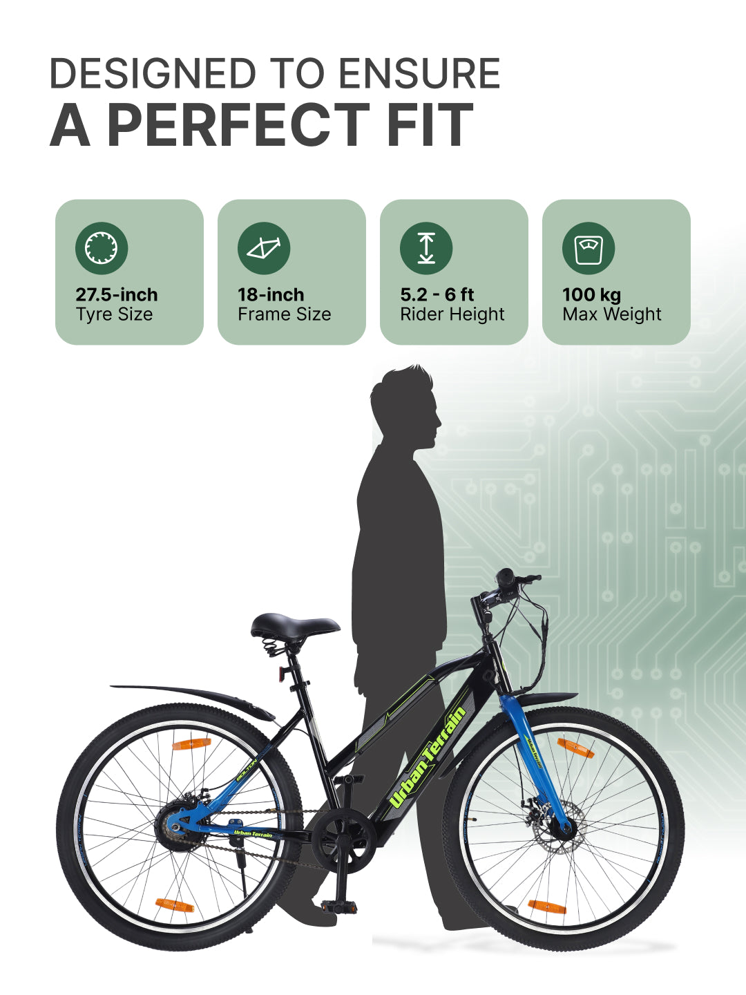 BOLTON27.5TBLACK with 4 hrs Fast Charge, Cycling Event BLDC Motor 27.5 inches Single Speed Lithium-ion (Li-ion) Electric Cycle, Ideal for Unisex, 15+ Years