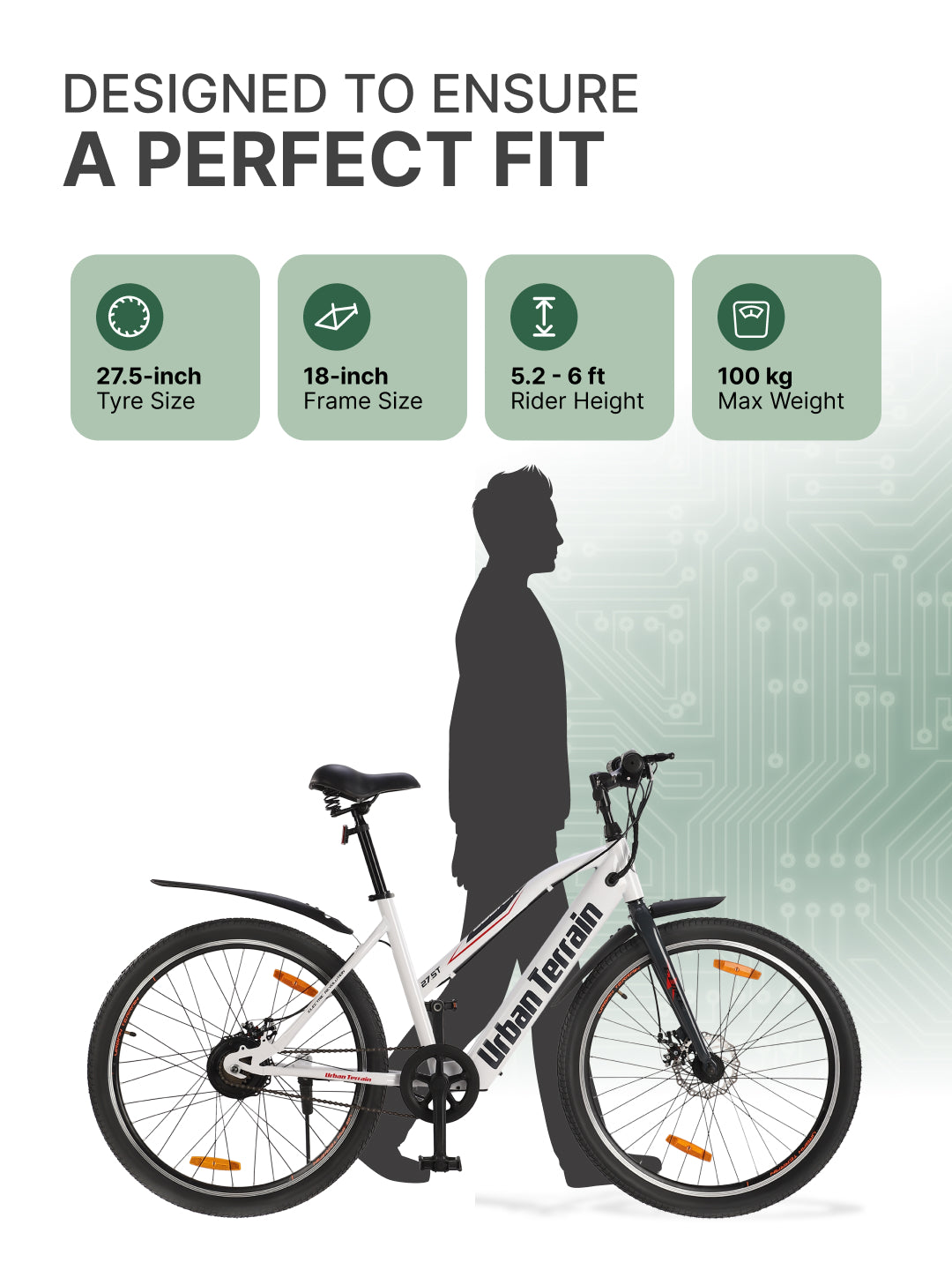 BOLTON27.5TWHITE with 3.5 hrs Fast Charge, Cycling Event BLDC Motor 27.5 inches Single Speed Lithium-ion (Li-ion) Electric Cycle, Ideal for Unisex, 15+ Years