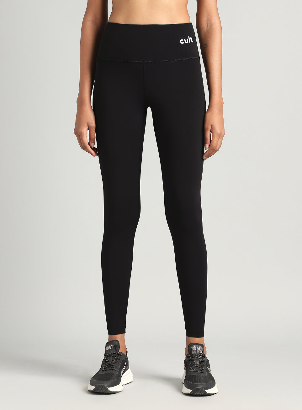 Black Do It All Solid Tights With Pocket