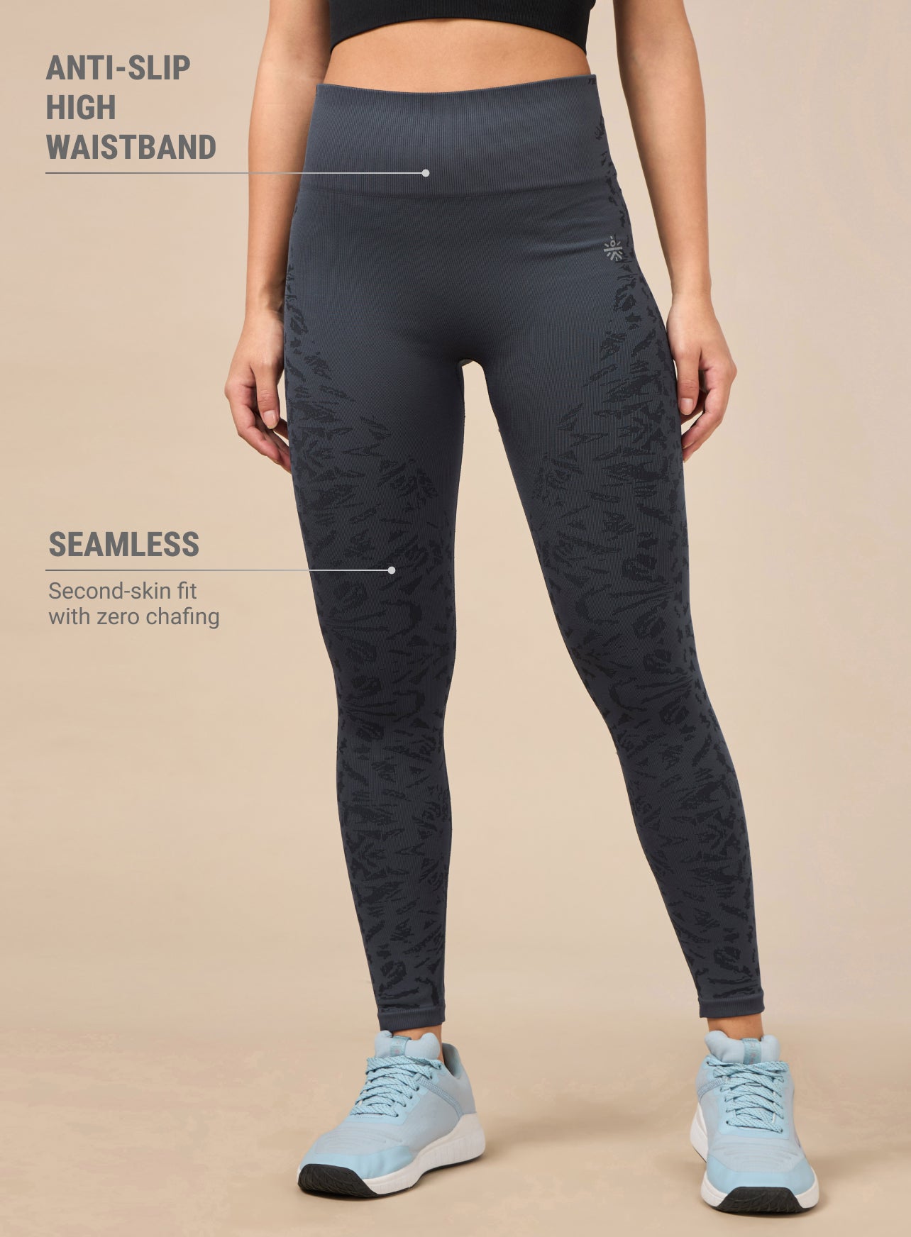 Dark Grey Seamless Jacquard Tights