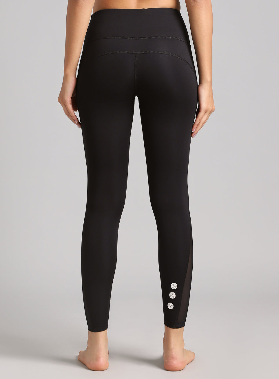 Absolute Fit Solid Black Yoga Tights with Sheer Mesh Panels