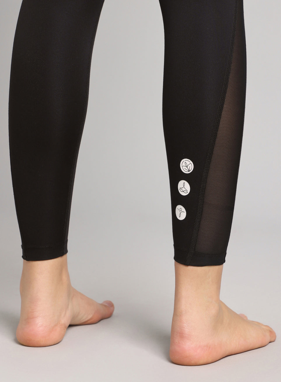 Absolute Fit Solid Black Yoga Tights with Sheer Mesh Panels