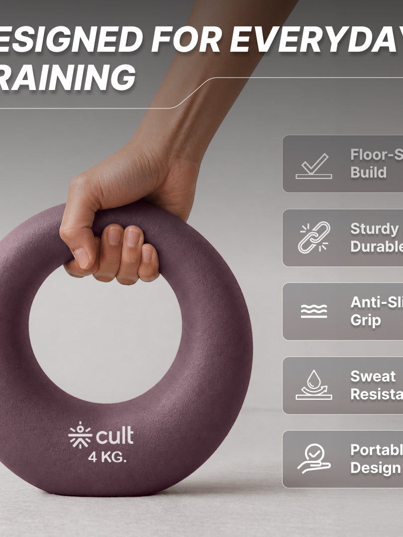 Cult Moon Kettlebell 4 Kg with Neoprene Coating, Cast Iron Core, Wide Handle & Stable Base for Strength Training & Home Workouts