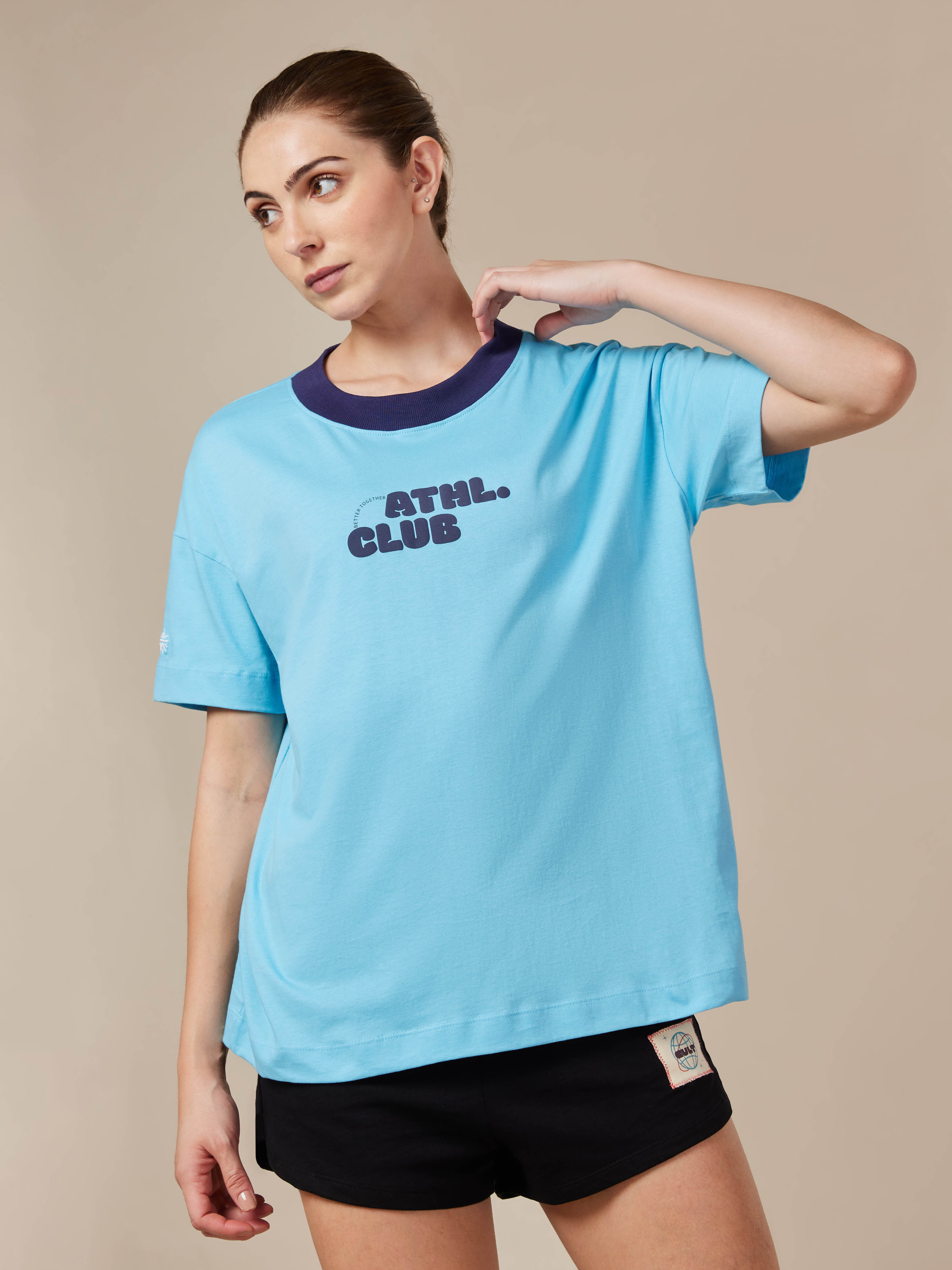 Women's Ath. Club Blue Printed T-shirt