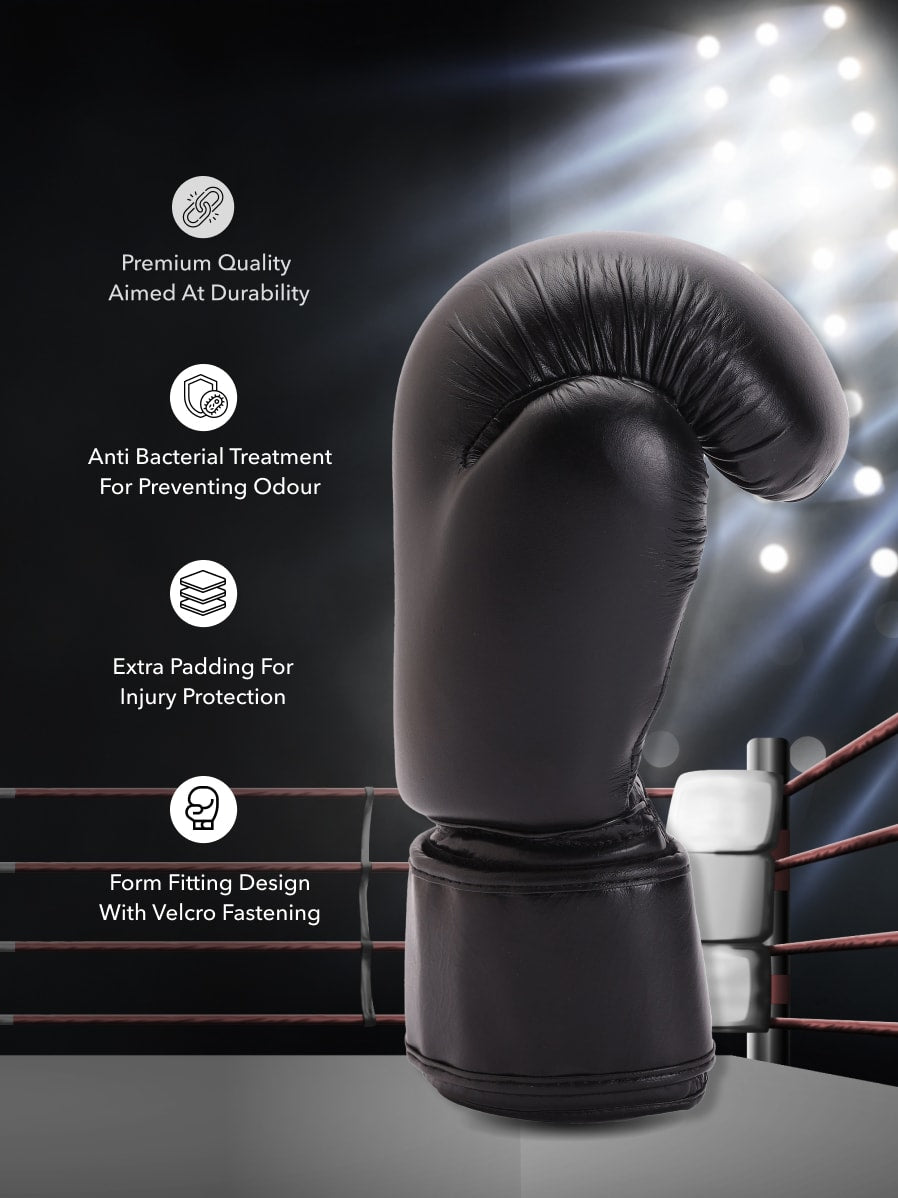 cult Premium Leather Boxing Gloves for Men & Women Foam Padding Thickness 35 mm Punching Bag Gloves for Boxing, Training, Kickboxing, Muay Thai, MMA Boxing Gloves Black & Green